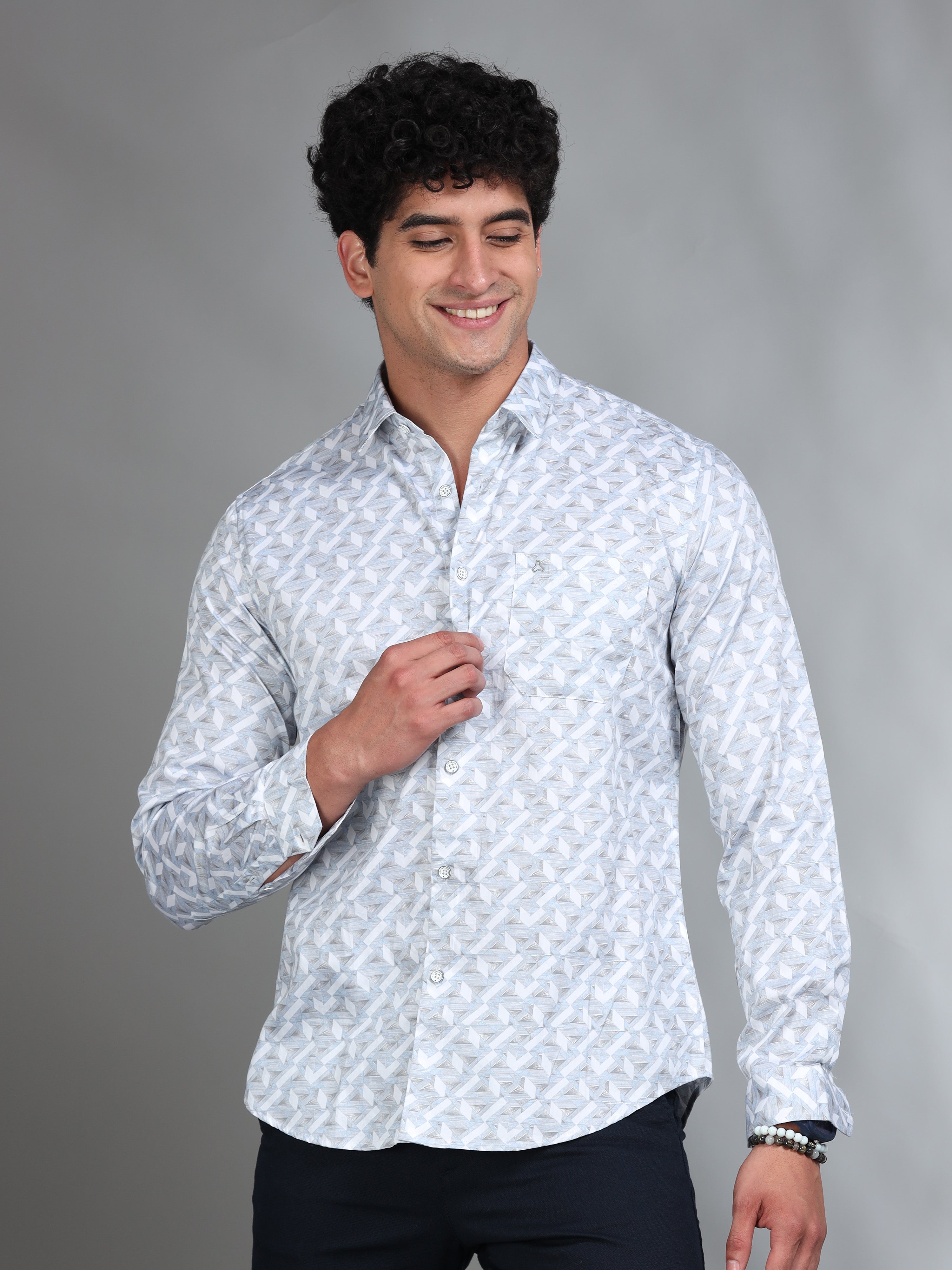 MEN'S BLUE PRINT SLIM FIT SHIRT