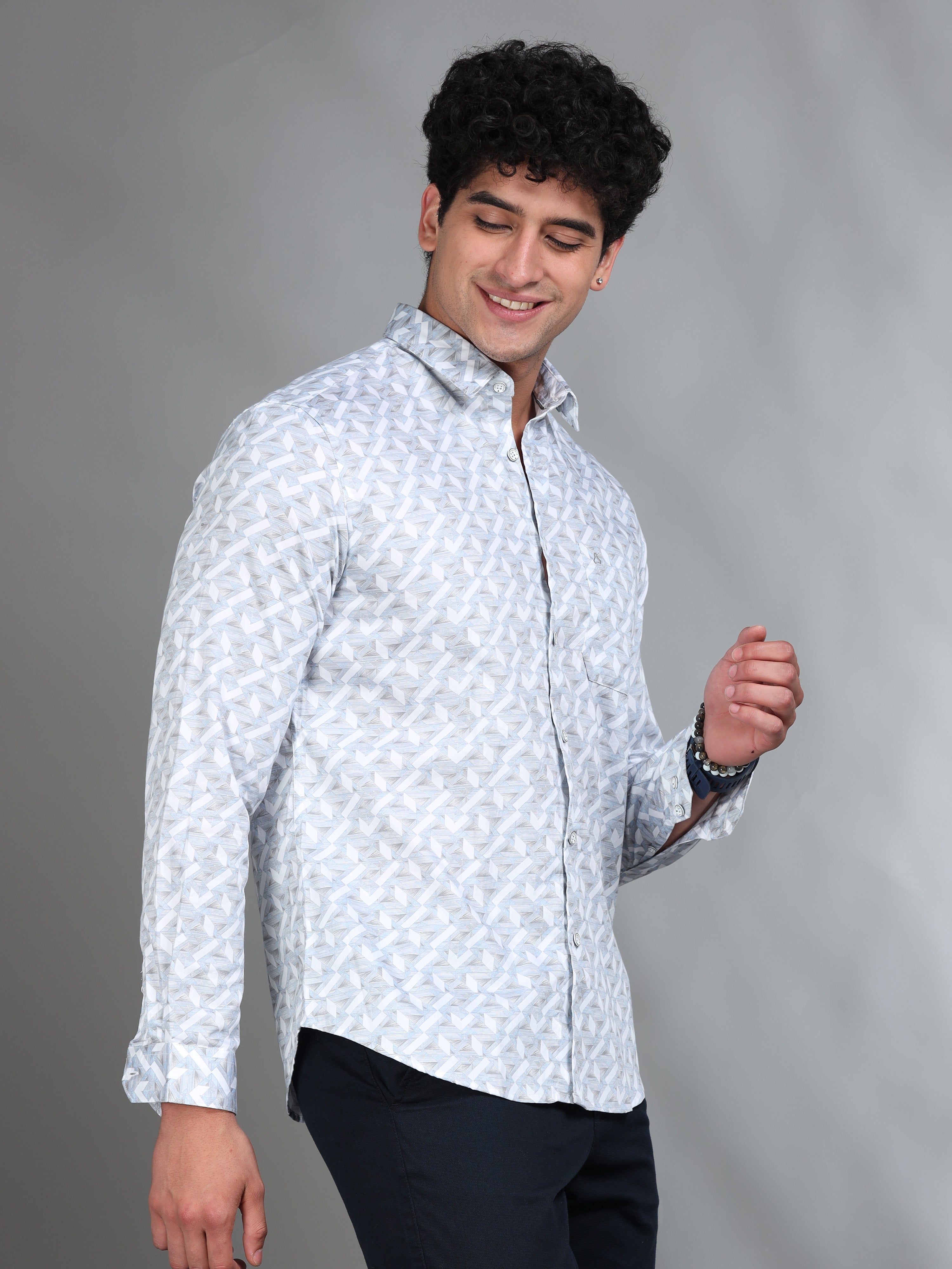 MEN'S BLUE PRINT SLIM FIT SHIRT