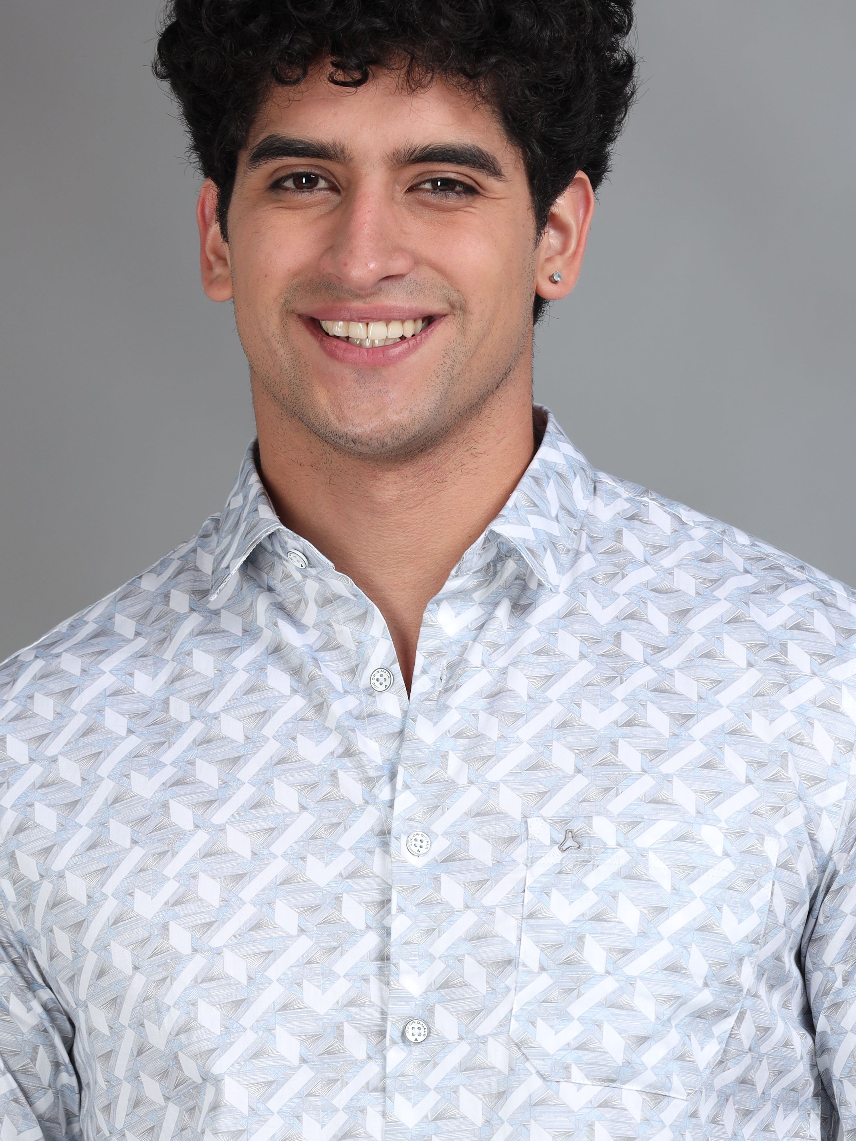 MEN'S BLUE PRINT SLIM FIT SHIRT