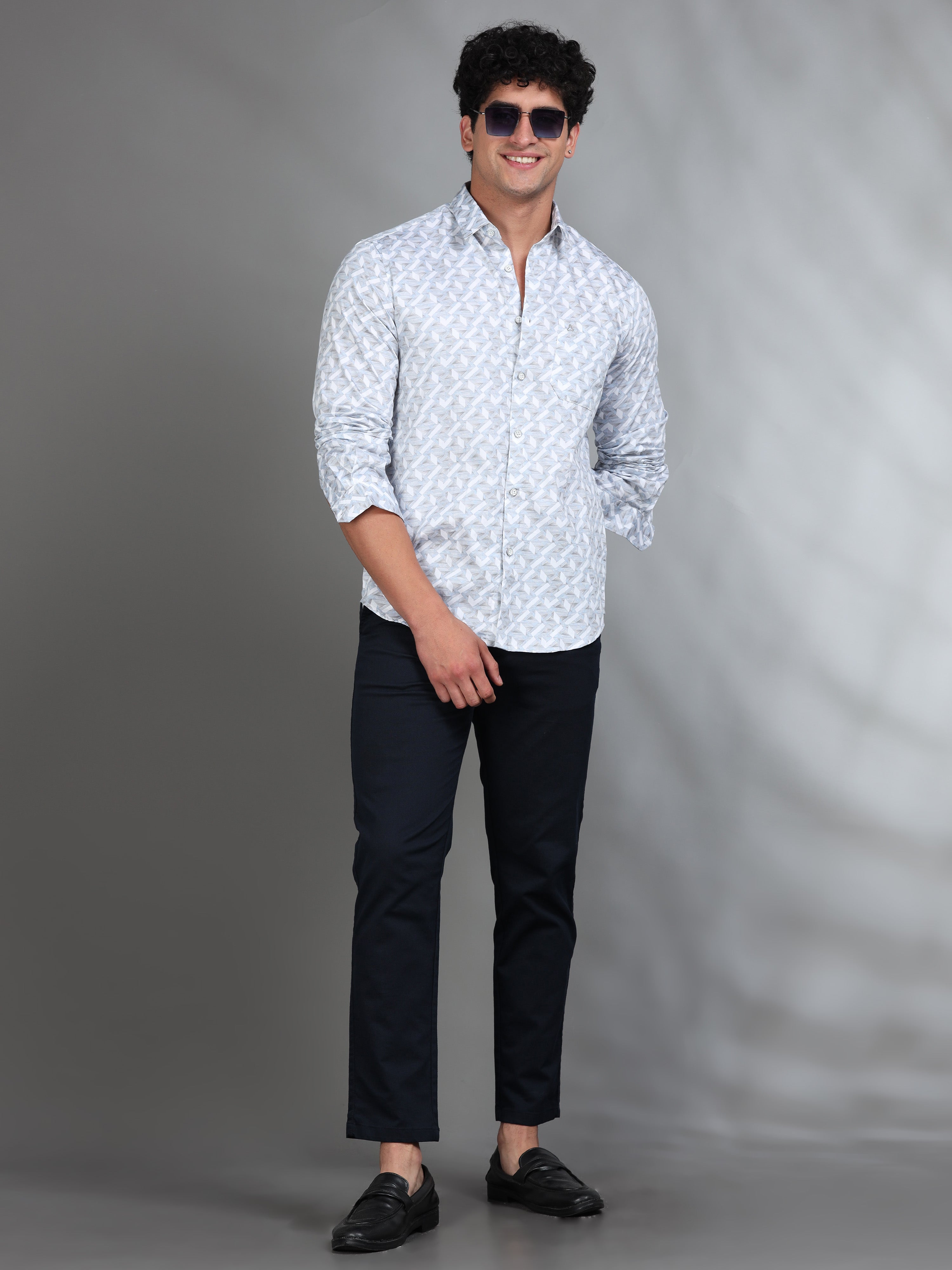 MEN'S BLUE PRINT SLIM FIT SHIRT