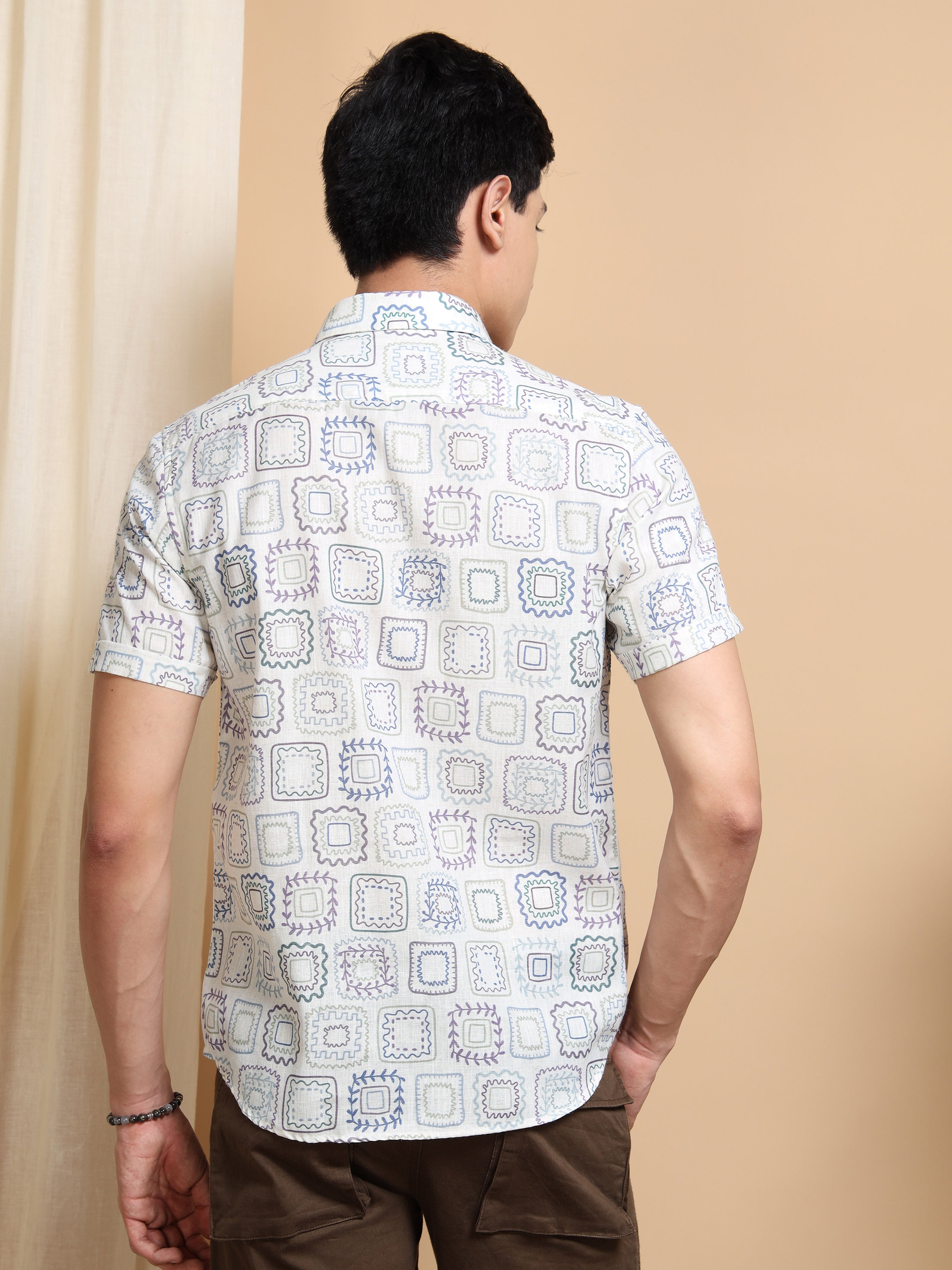 MEN'S BLUE PRINT SLIM FIT SHIRT