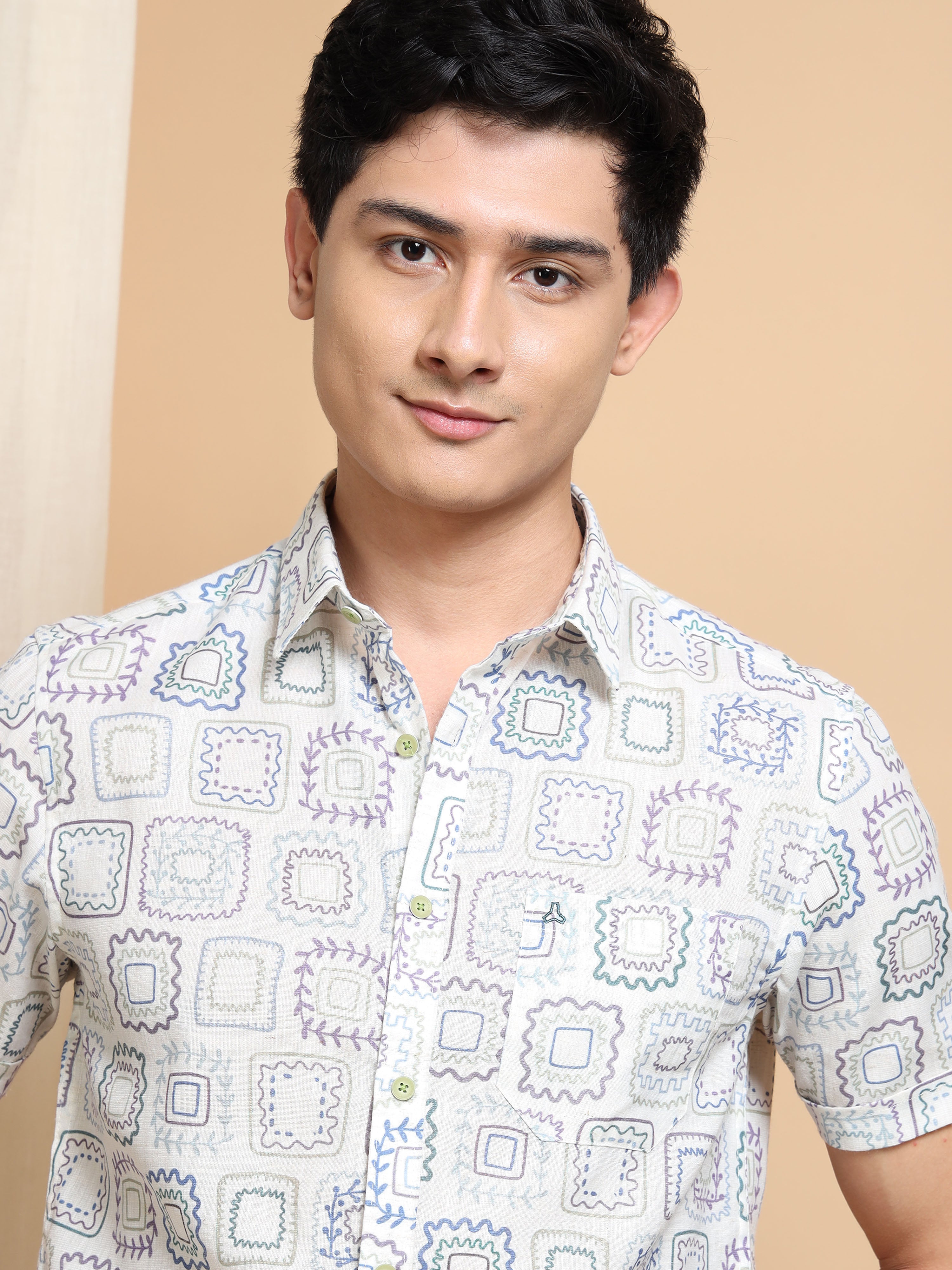 MEN'S BLUE PRINT SLIM FIT SHIRT