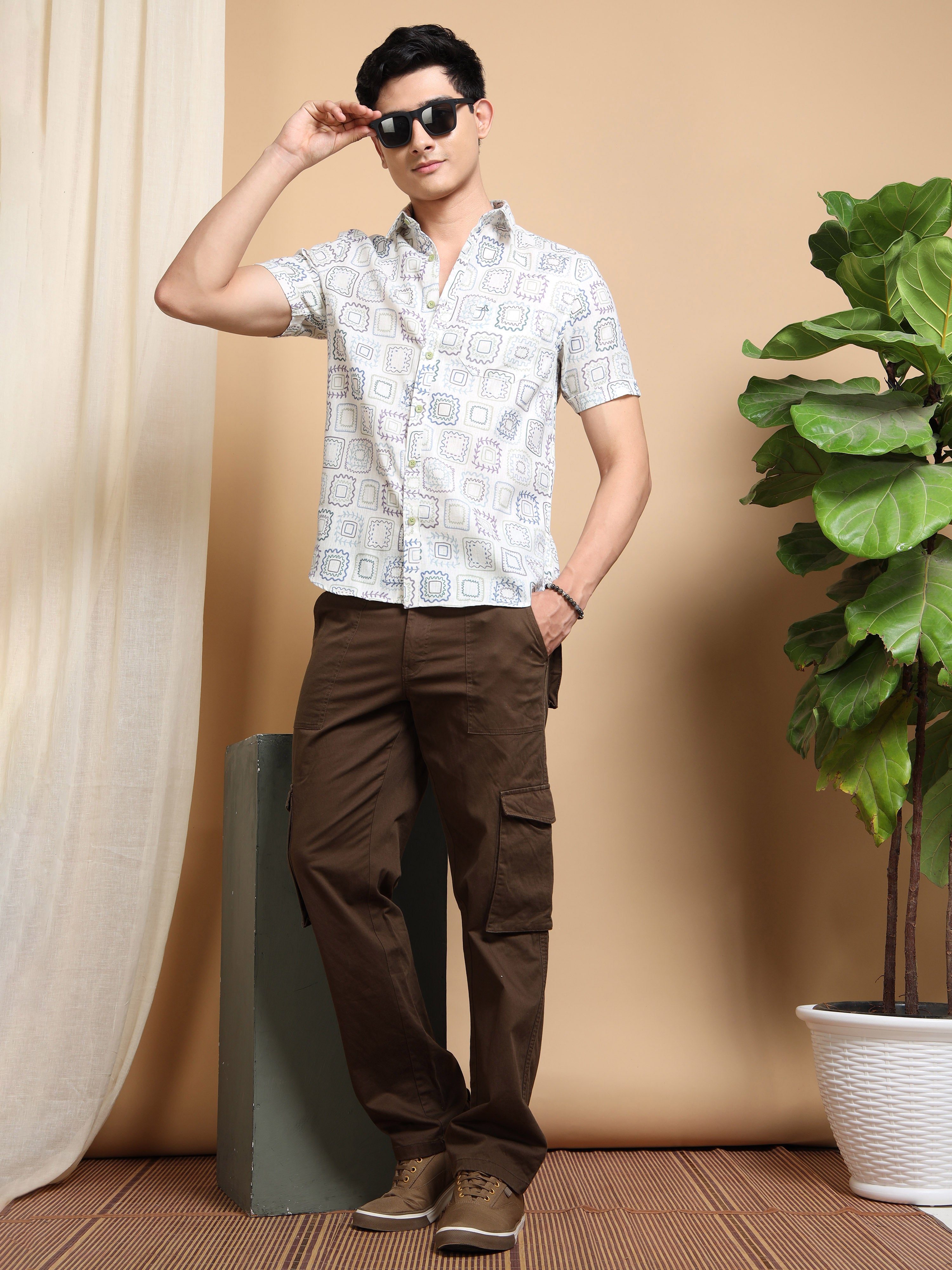 MEN'S BLUE PRINT SLIM FIT SHIRT