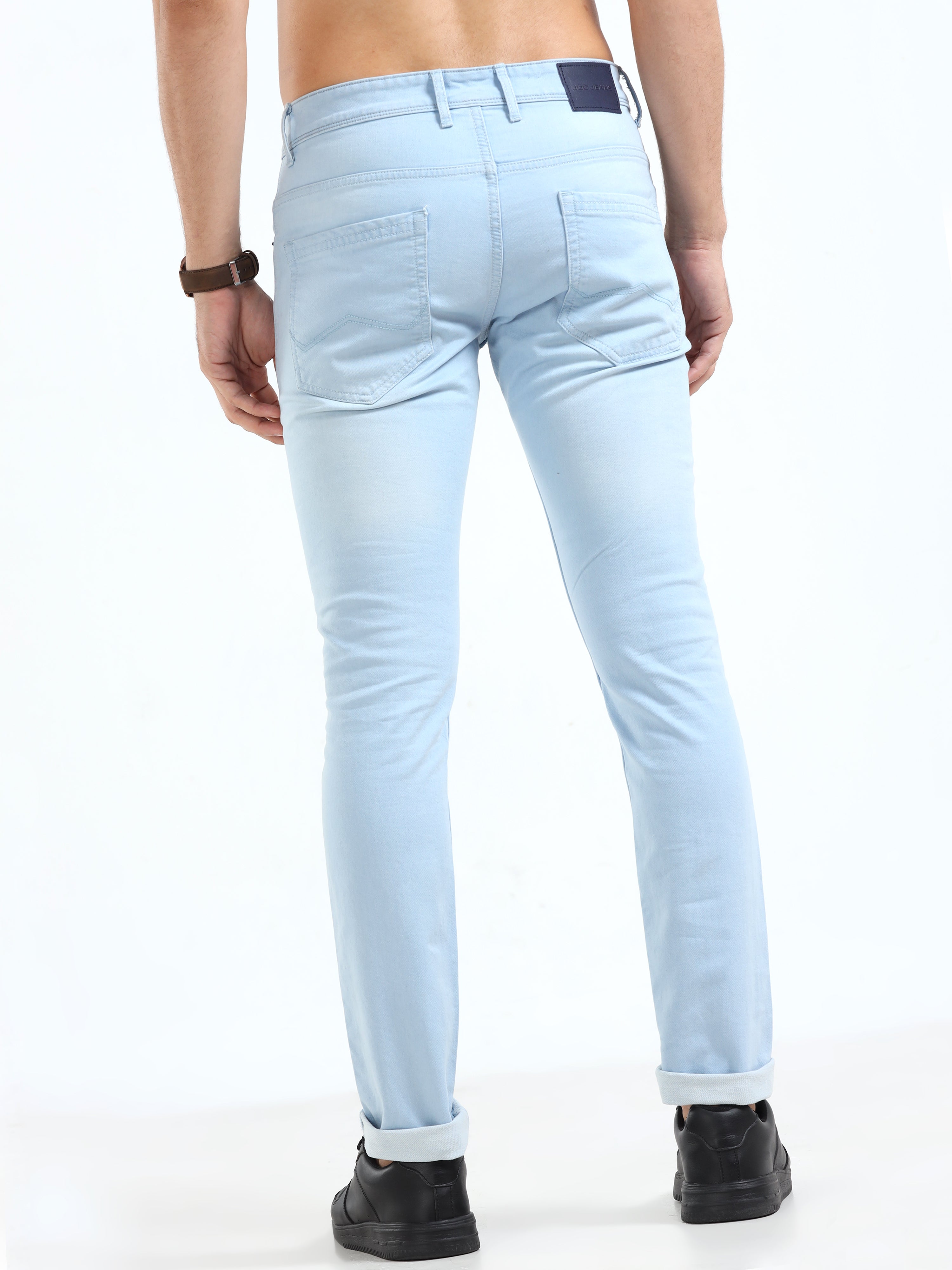 MEN'S  ICE BLUE SOLID SLIM FIT JEANS