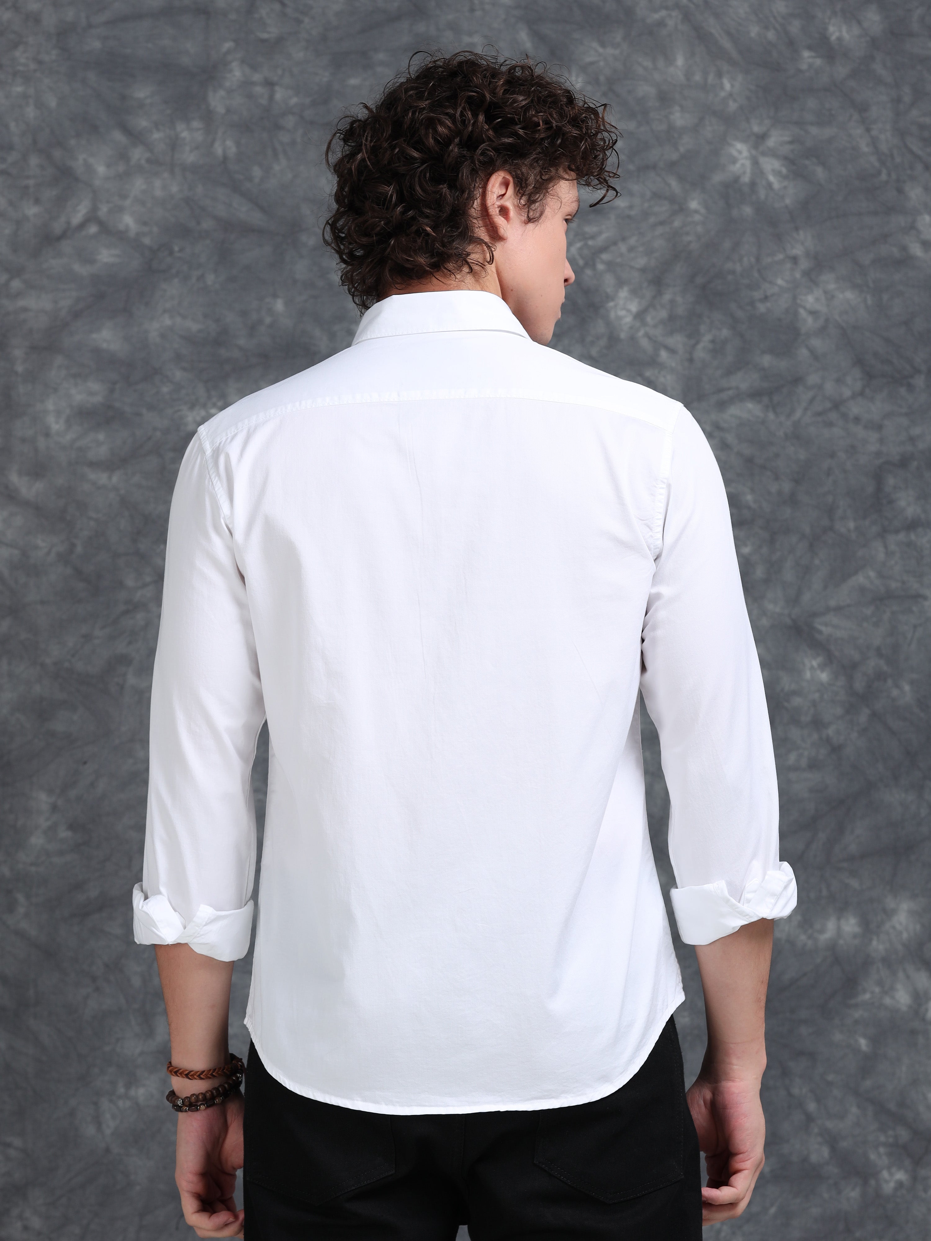 MEN'S WHITE SOLID SLIM FIT SHIRT
