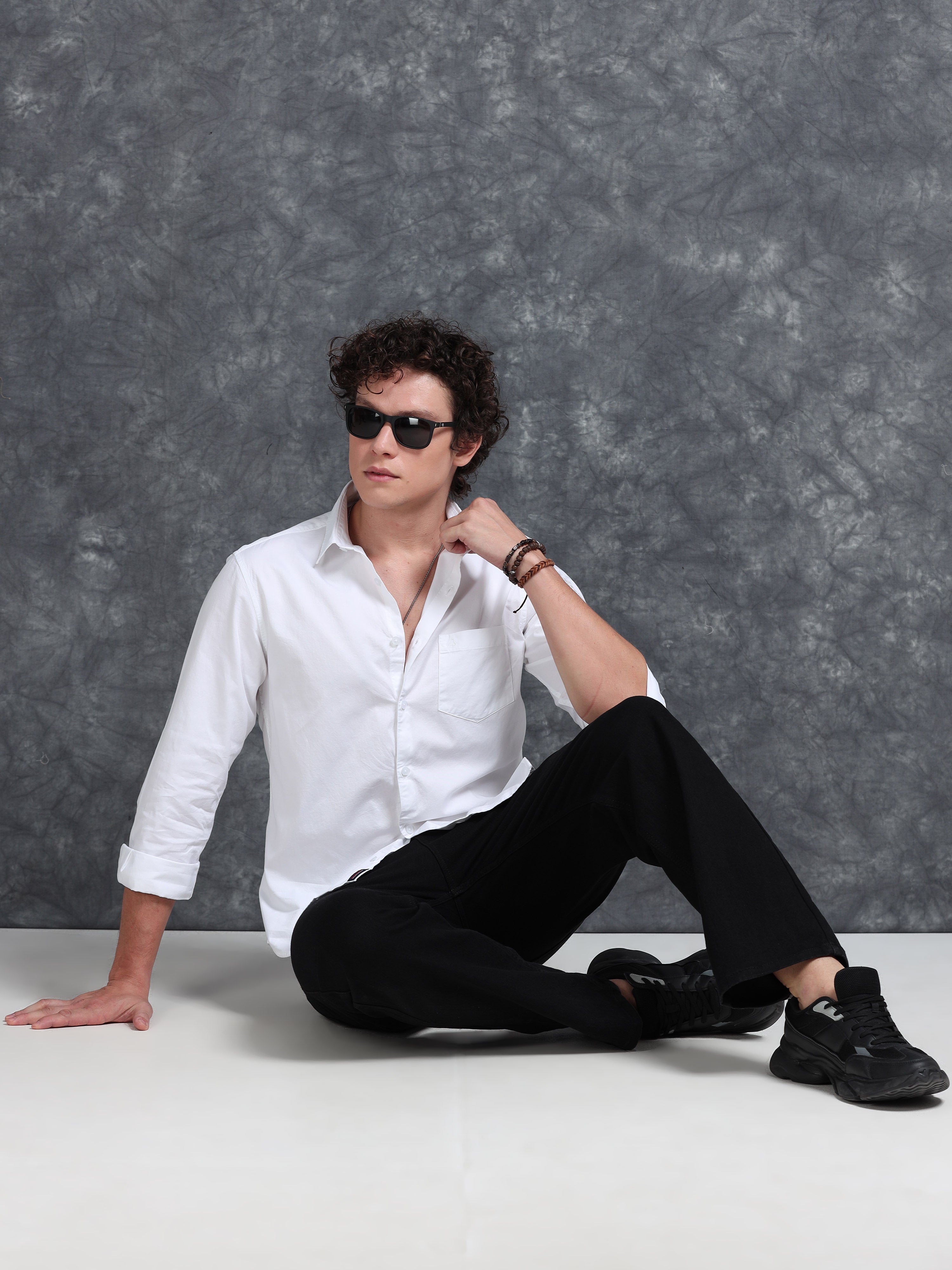 MEN'S WHITE SOLID SLIM FIT SHIRT