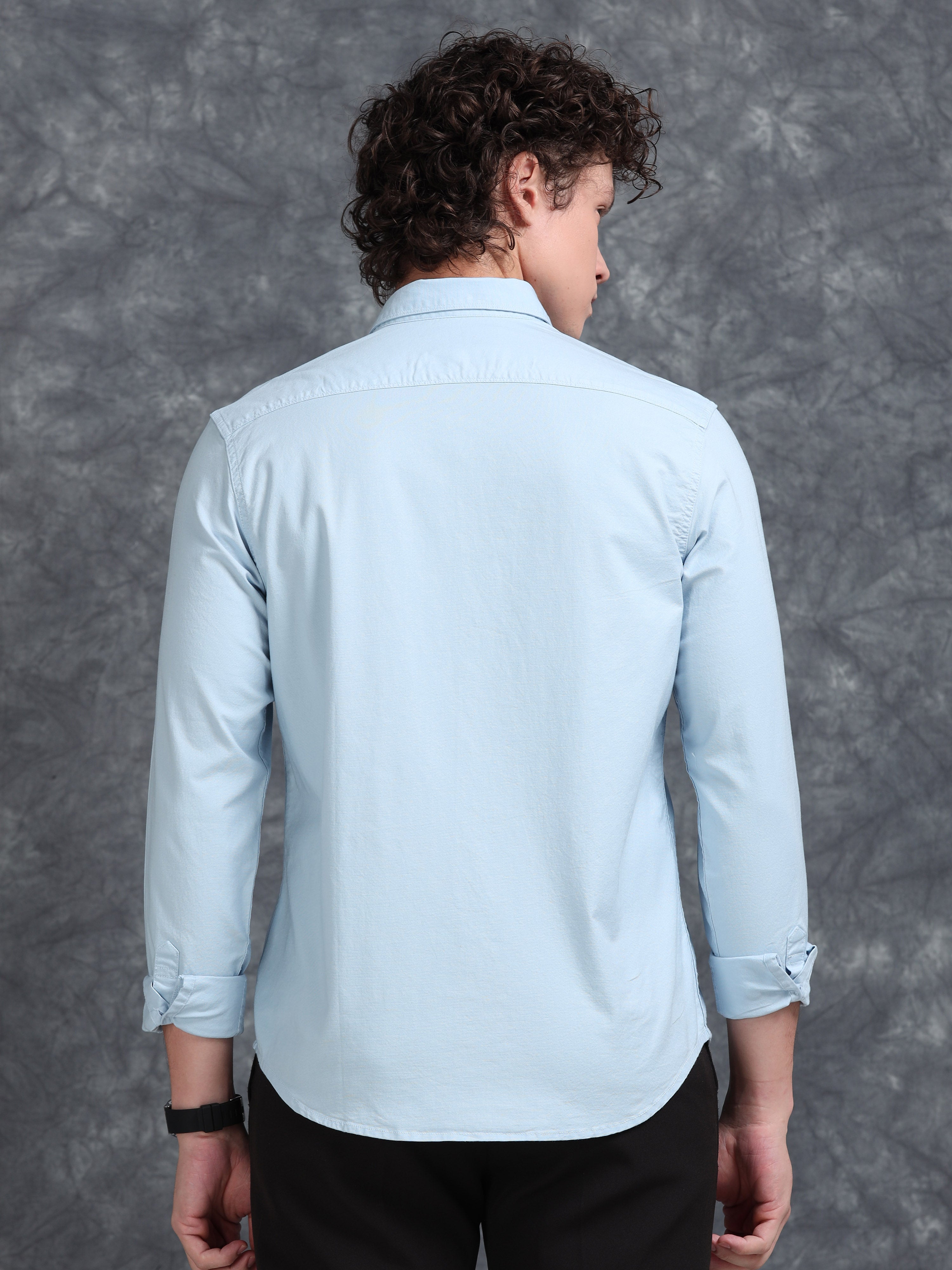 MEN'S LT.BLUE SOLID SLIM FIT SHIRT