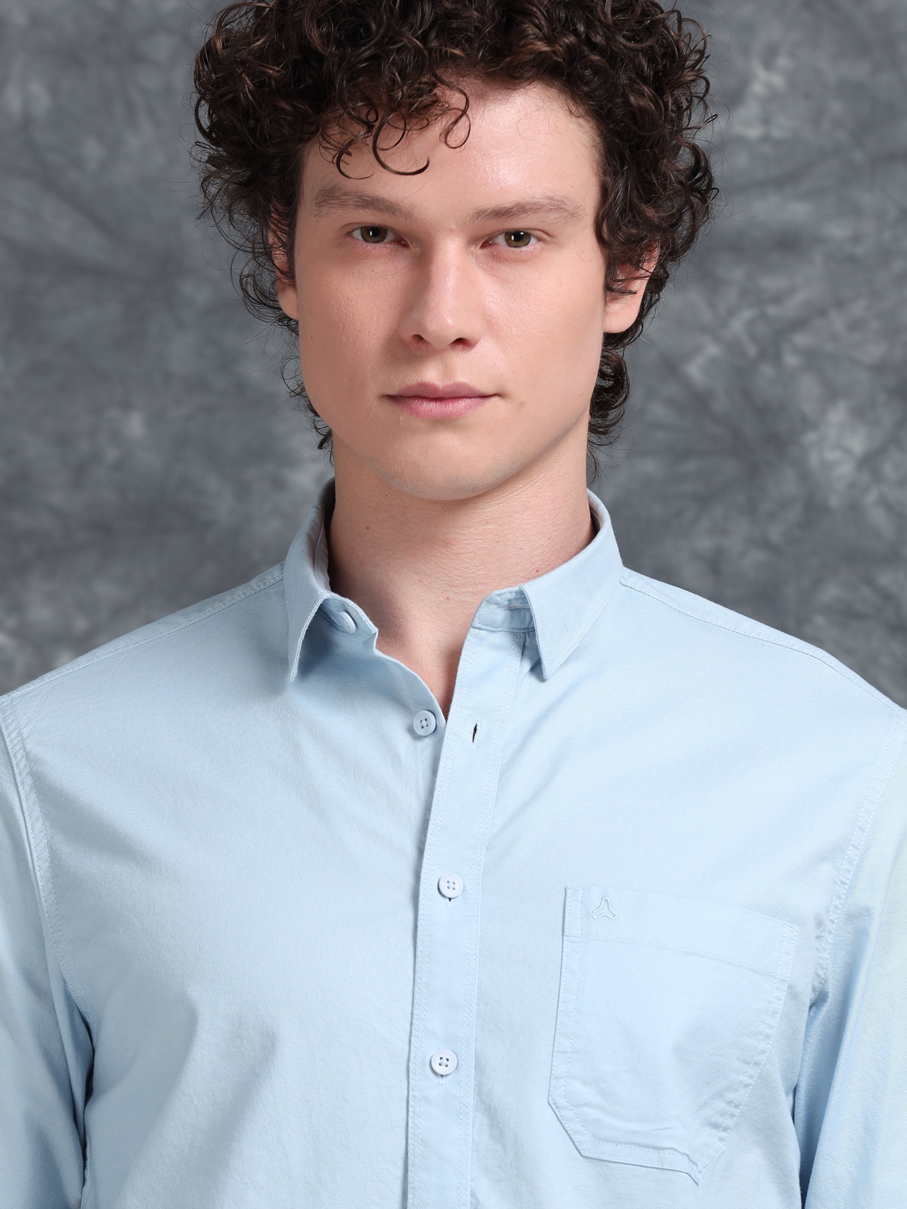 MEN'S LT.BLUE SOLID SLIM FIT SHIRT