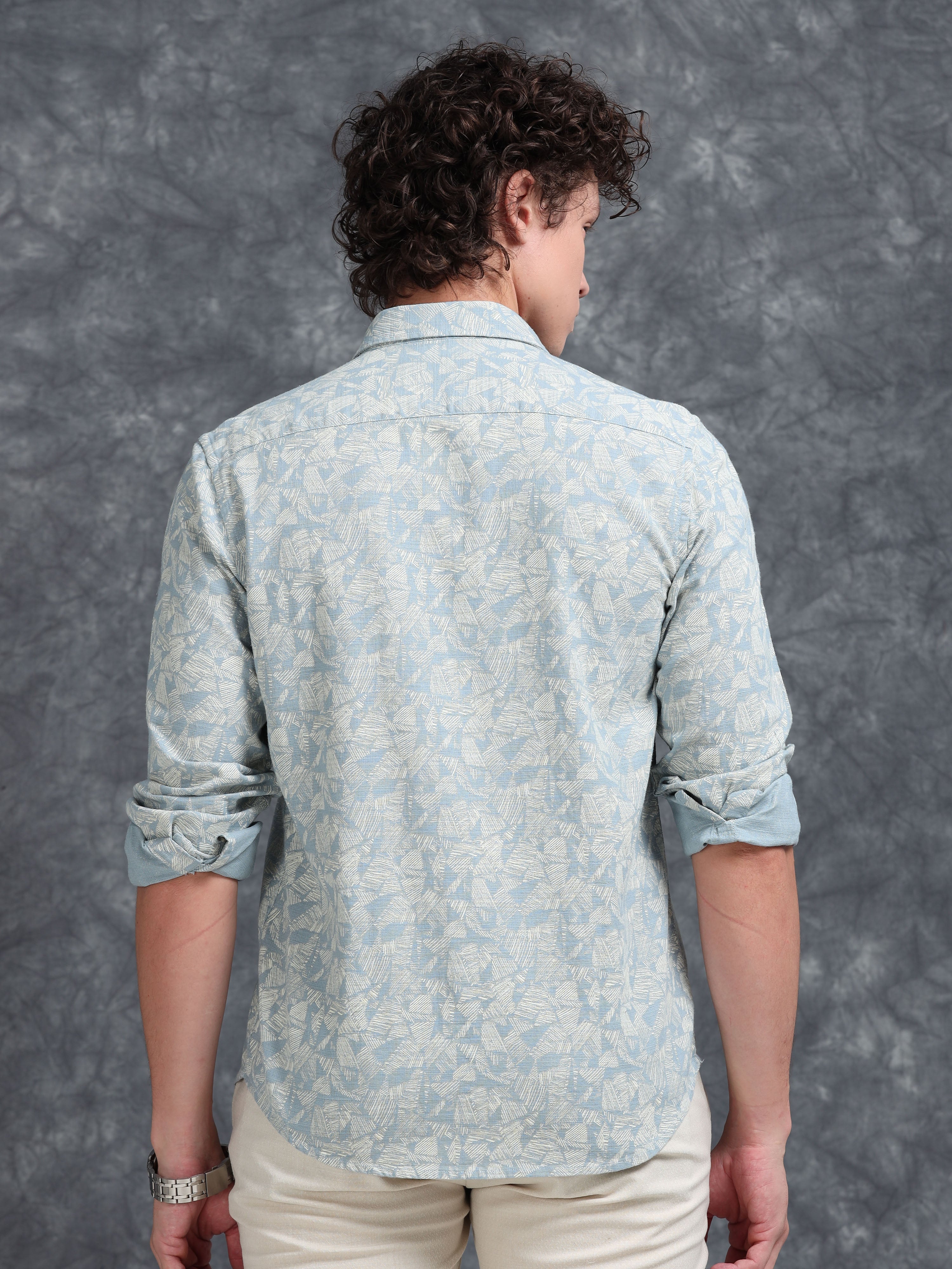 MEN'S BLUE PRINT SLIM FIT SHIRT