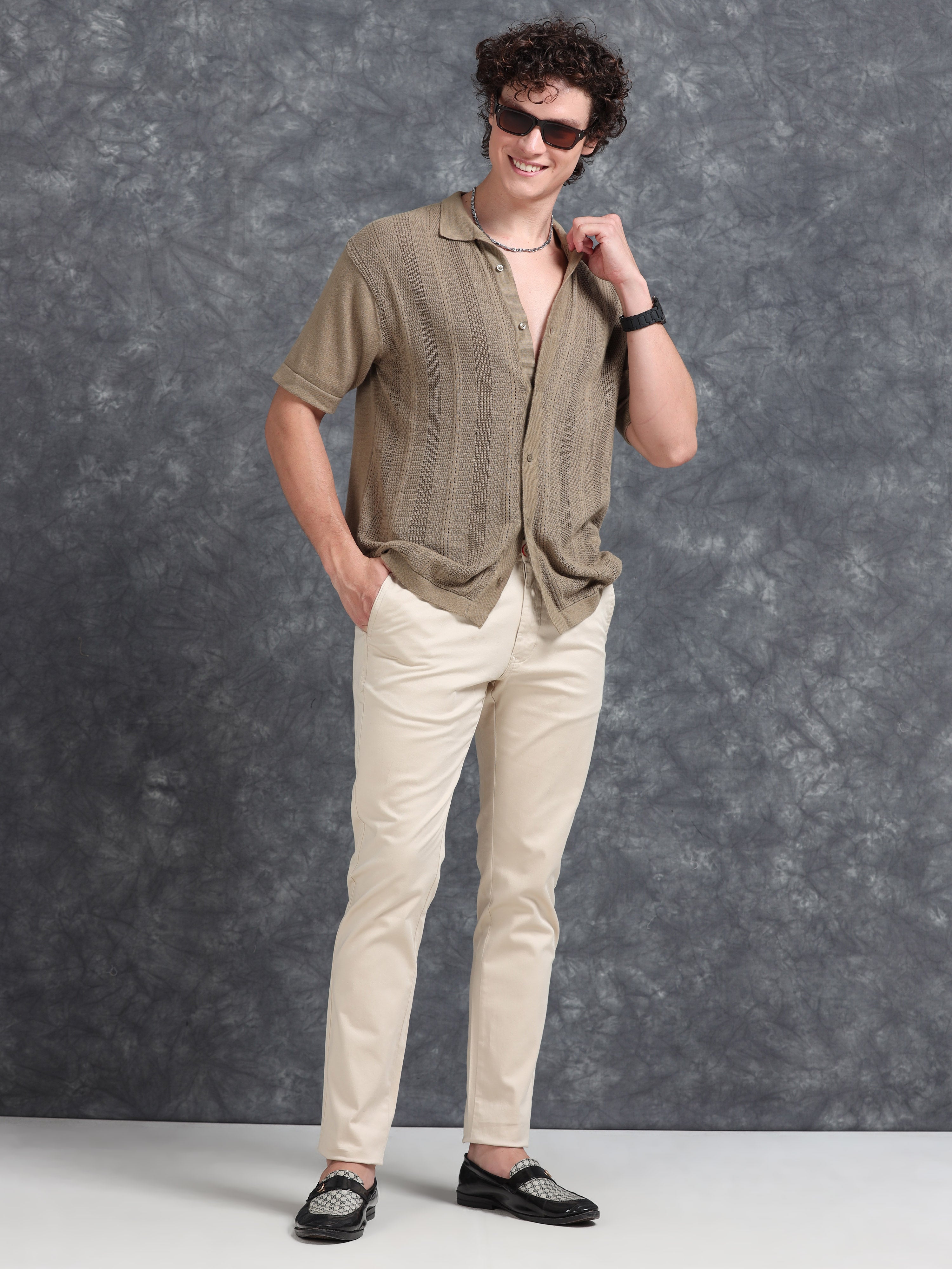 MEN'S B.FAWN SOLID SLIM FIT TROUSER