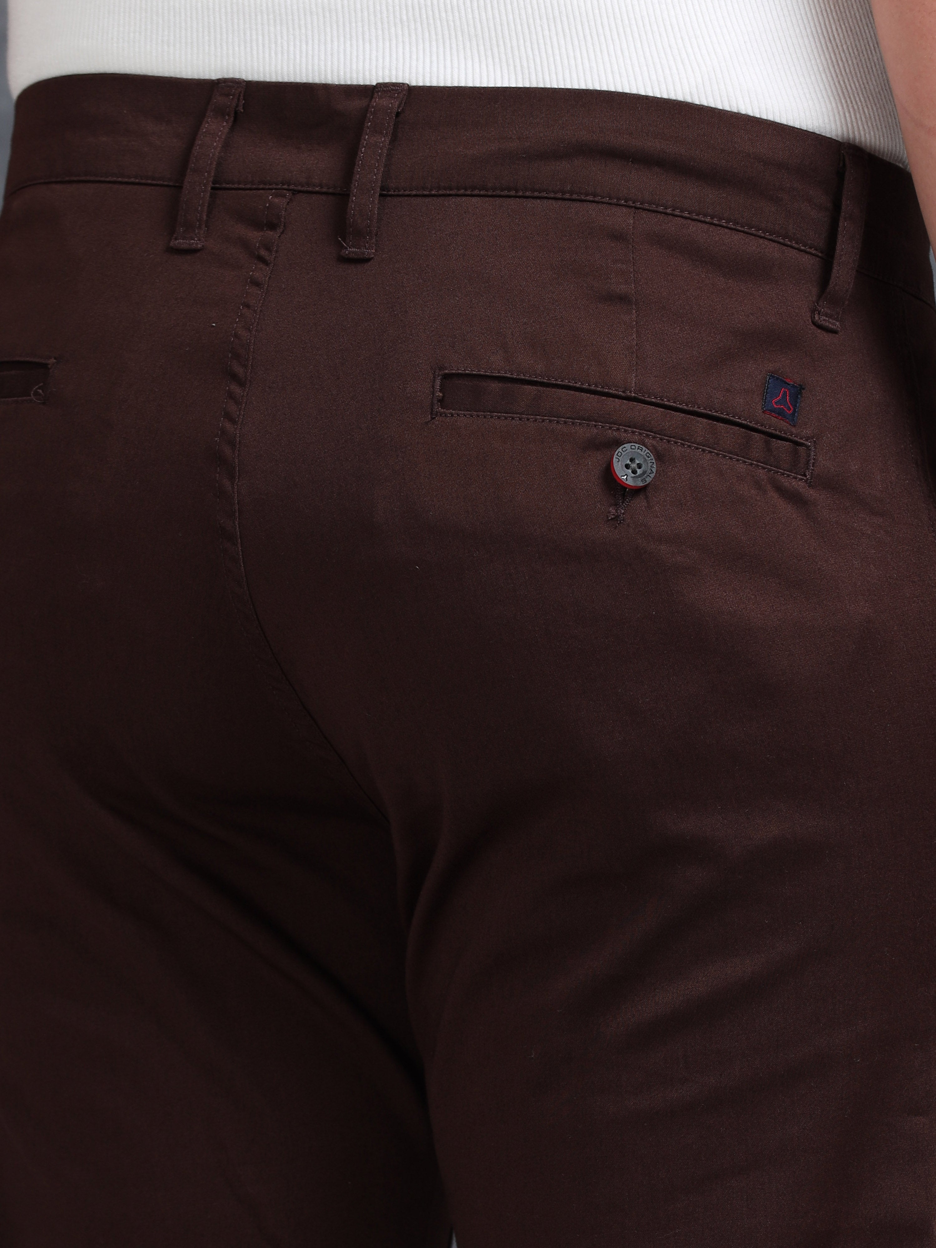 MEN'S COFFEE SOLID SLIM FIT TROUSER