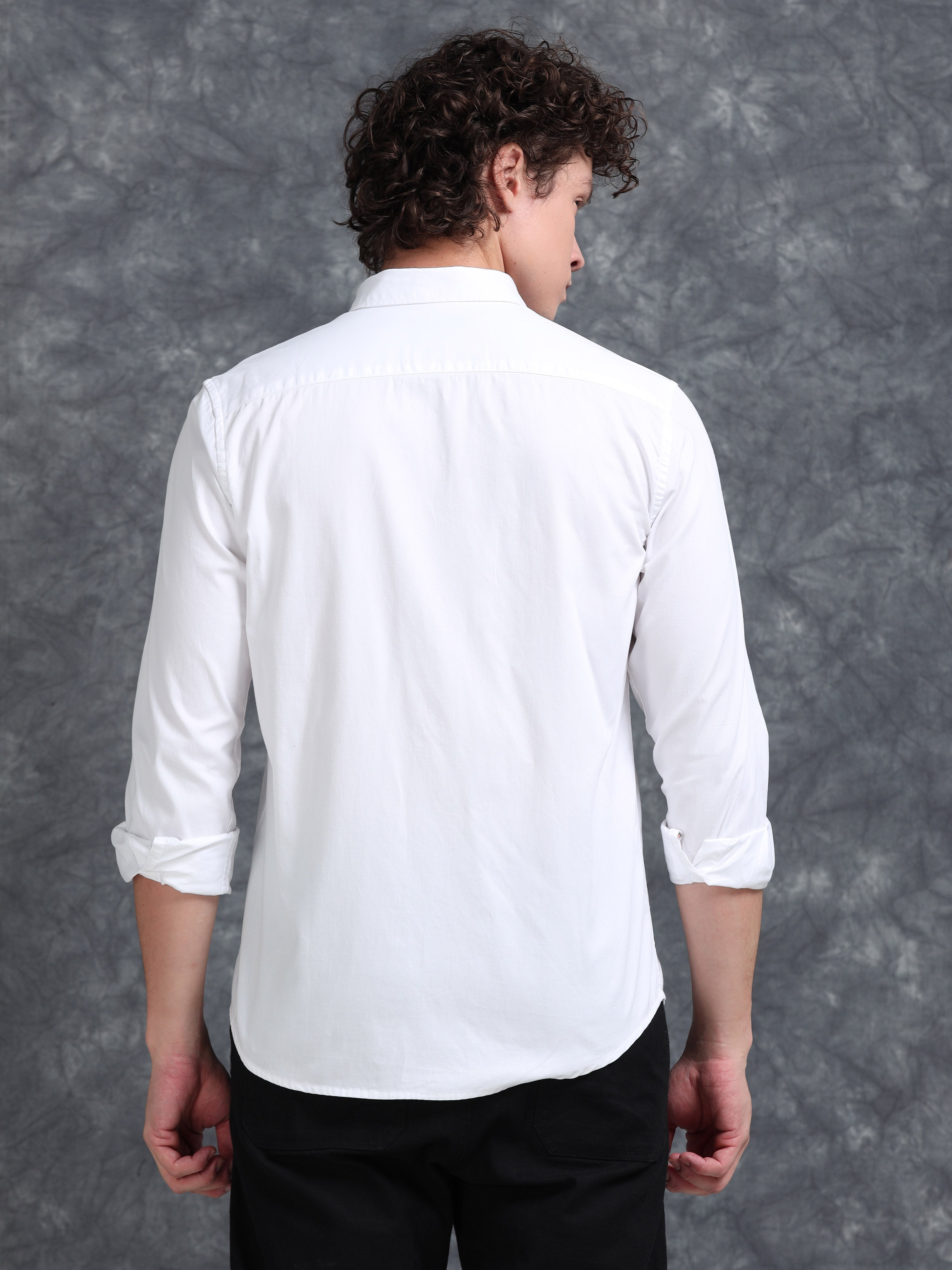 MEN'S WHITE SOLID SLIM FIT SHIRT