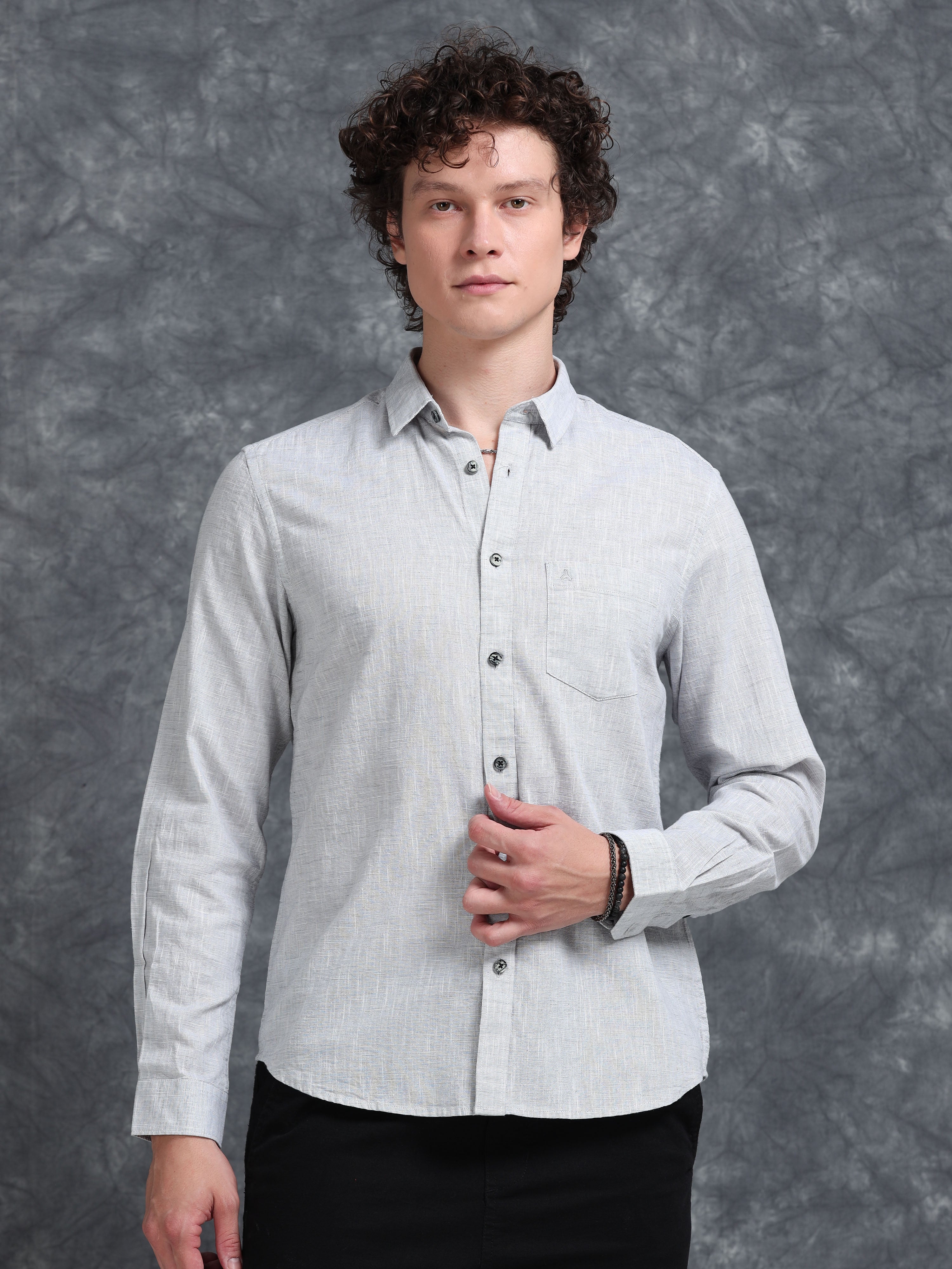 MEN'S ASH SOLID SLIM FIT SHIRT