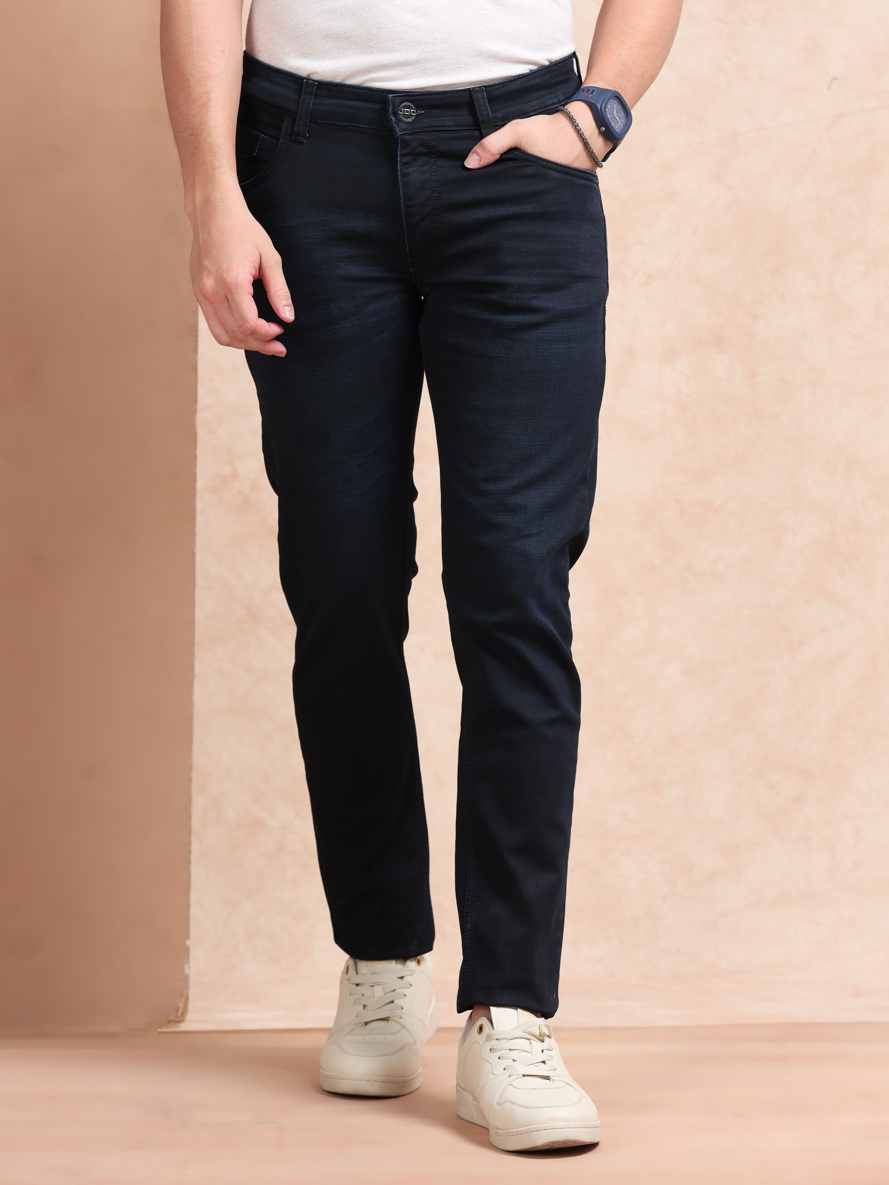 MEN'S DK.NAVY SOLID SLIM FIT JEAN
