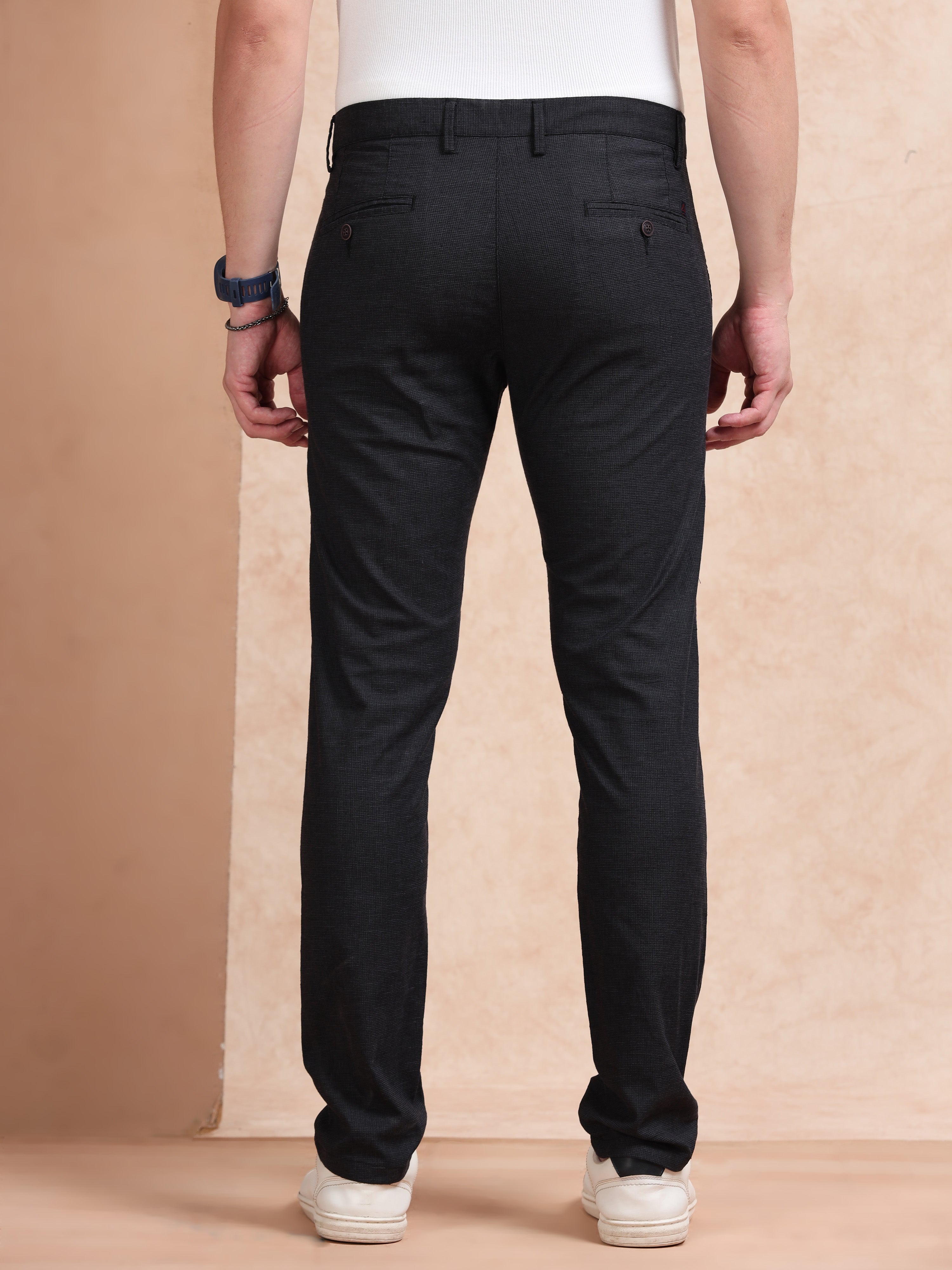 MEN'S BLACK SOLID SLIM FIT TROUSER