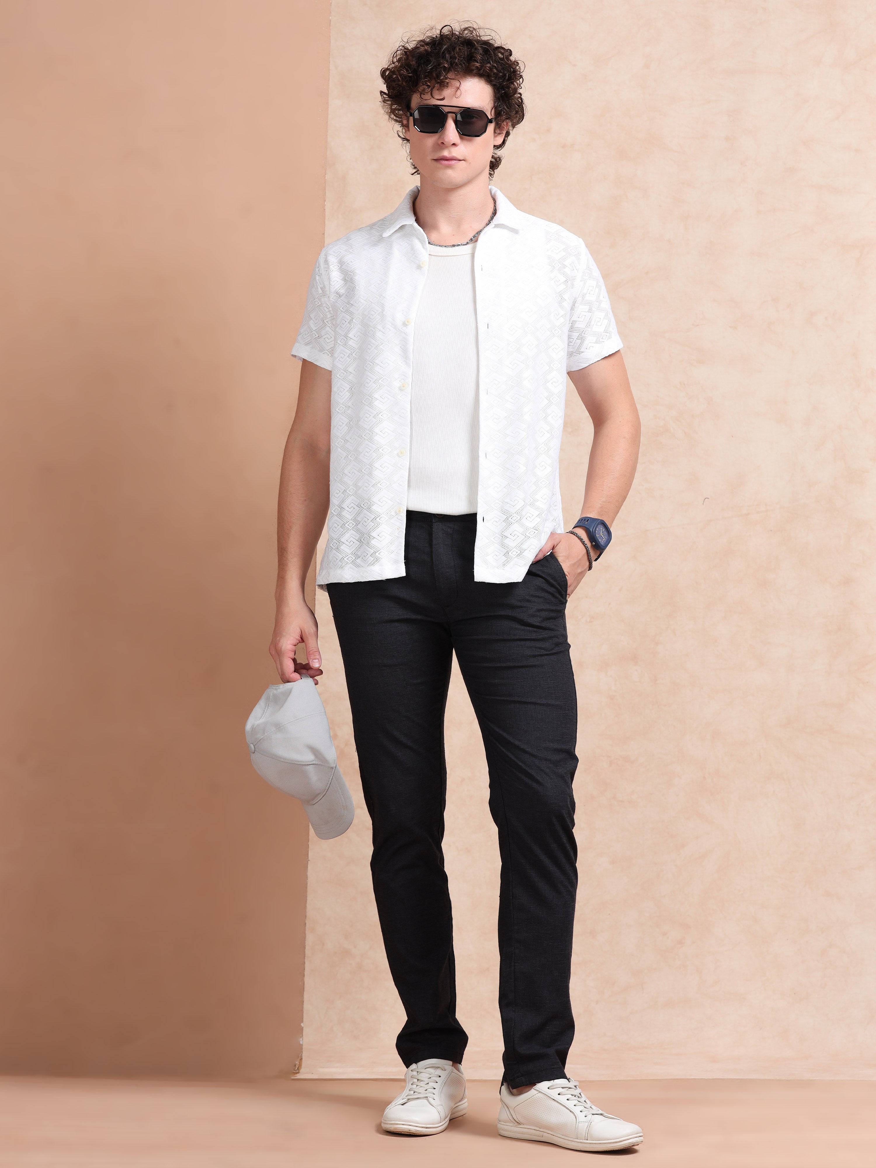 MEN'S BLACK SOLID SLIM FIT TROUSER