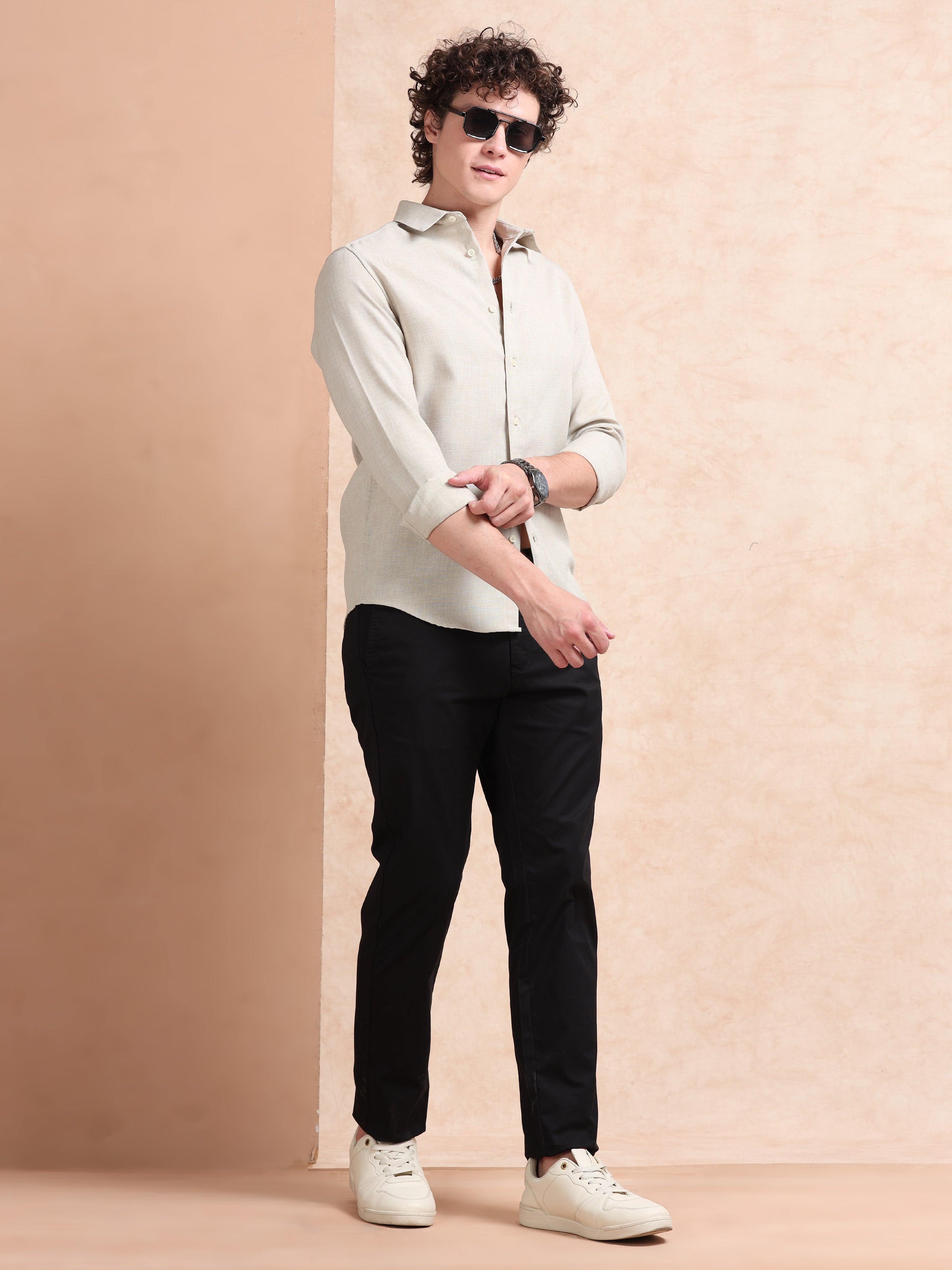 MEN'S BLACK SOLID SLIM FIT TROUSER