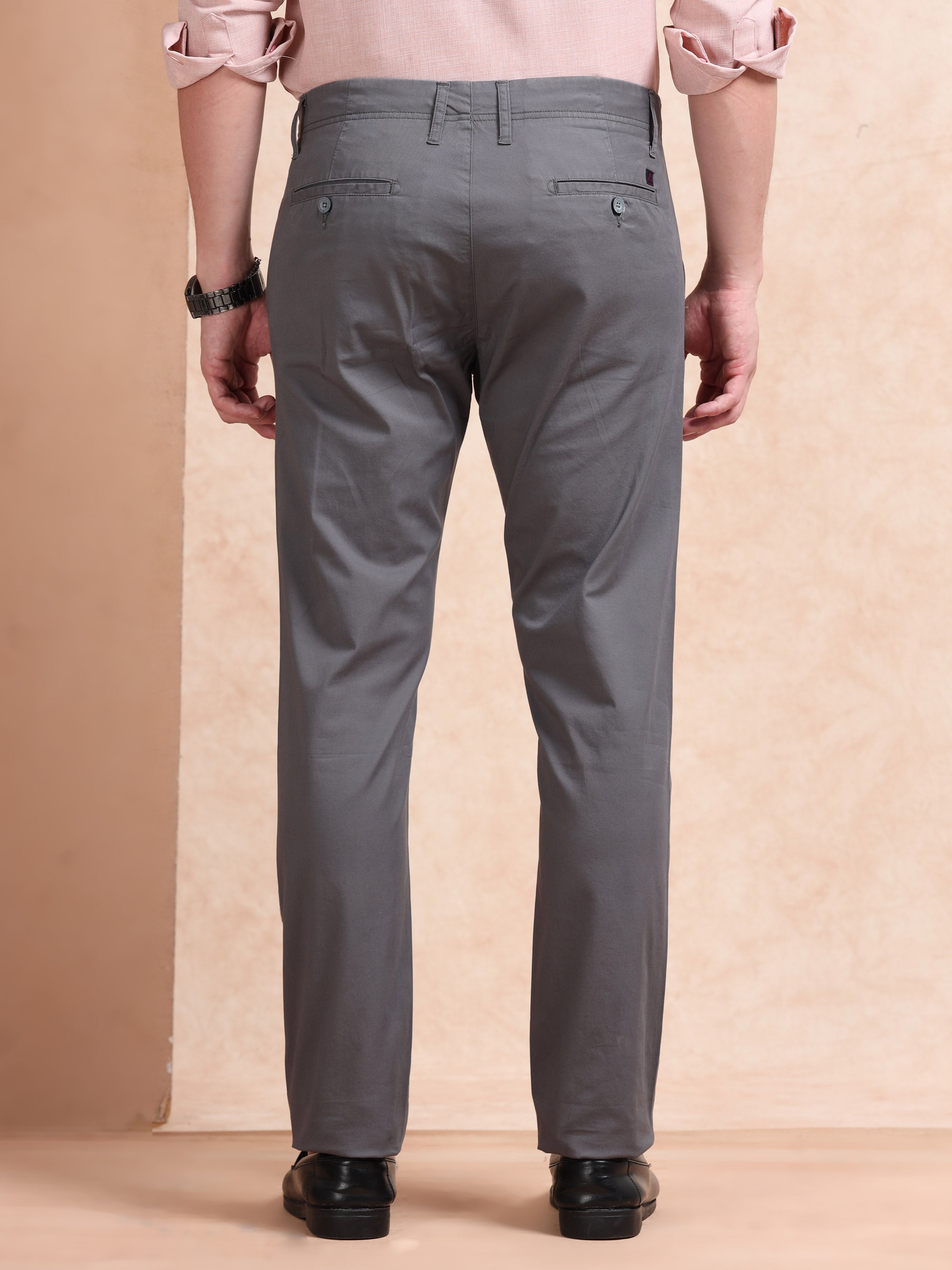 MEN'S DK.GREY SOLID SLIM FIT TROUSER
