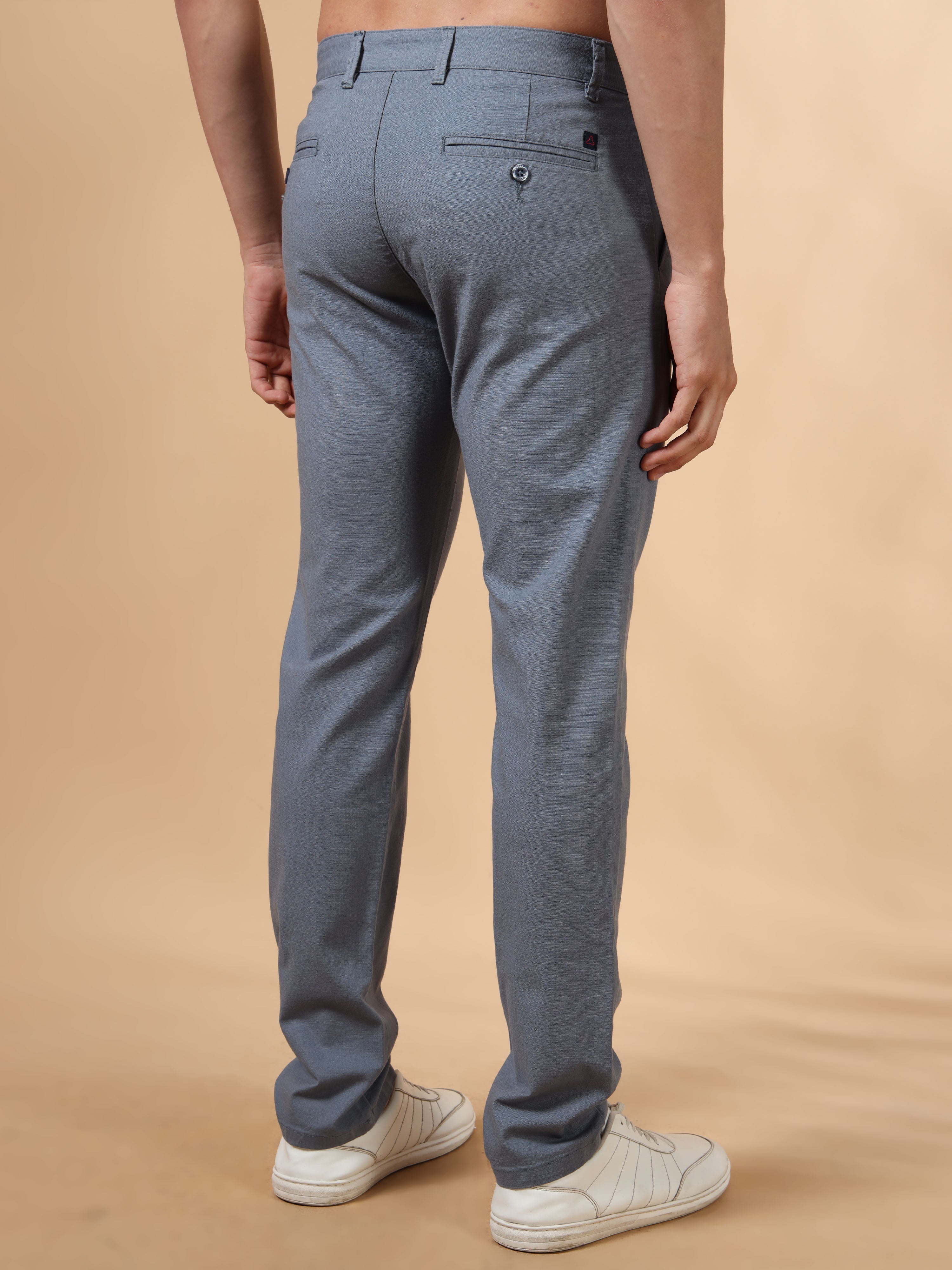 MEN'S BLUE SOLID SLIM FIT TROUSER