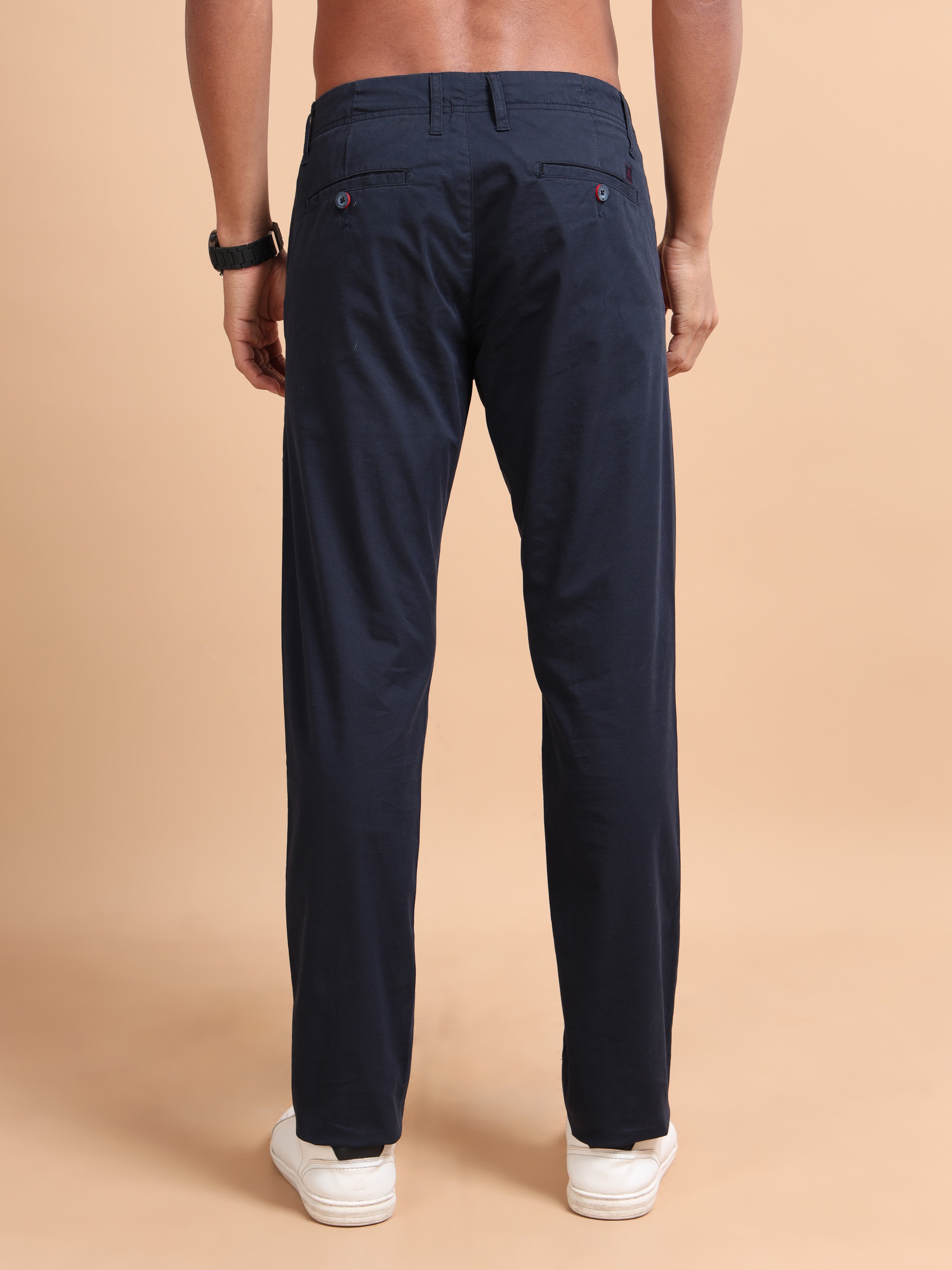 MEN'S NAVY SOLID SLIM FIT TROUSER