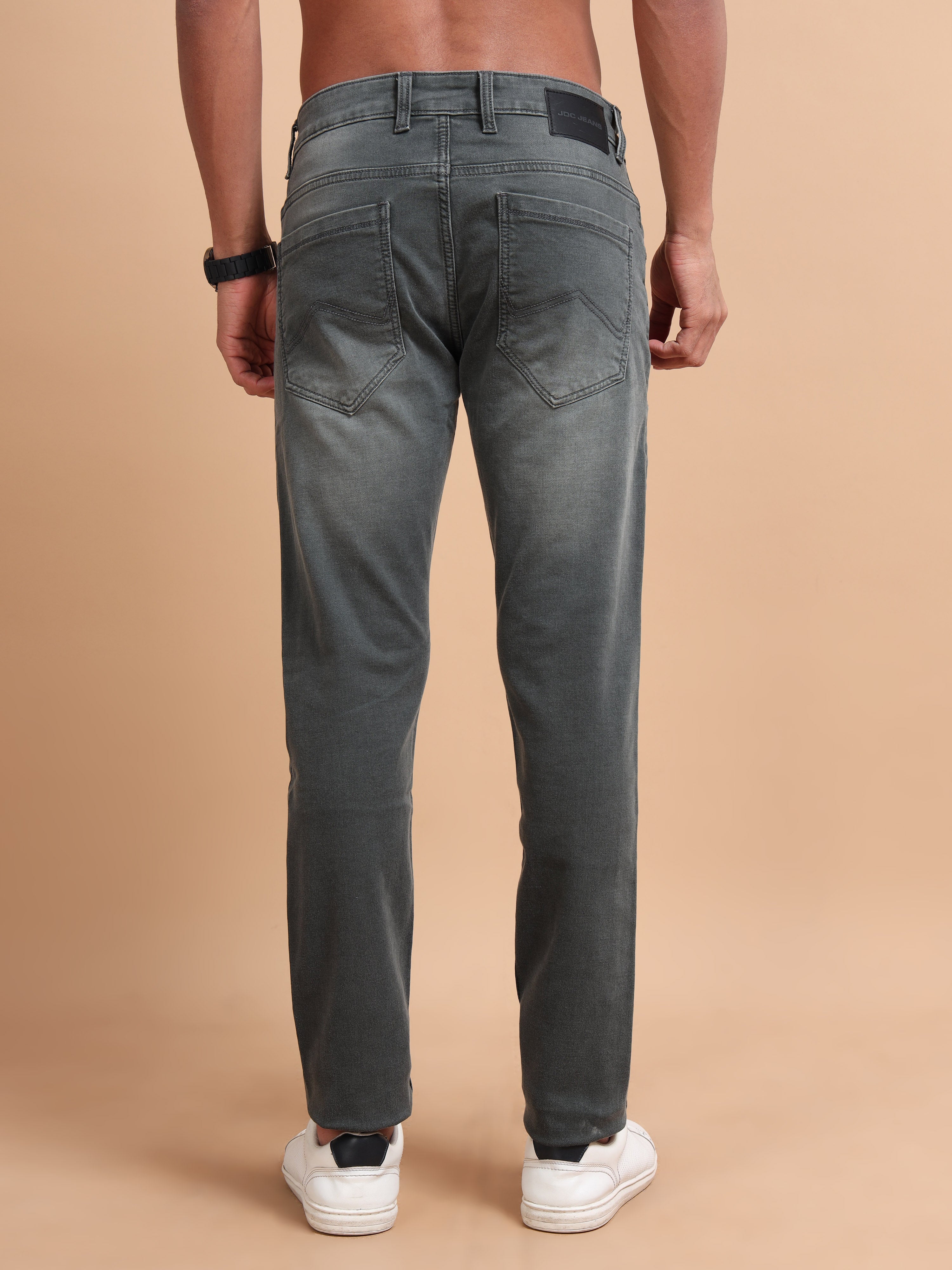 MEN'S TINT GREEN SOLID SLIM FIT JEANS