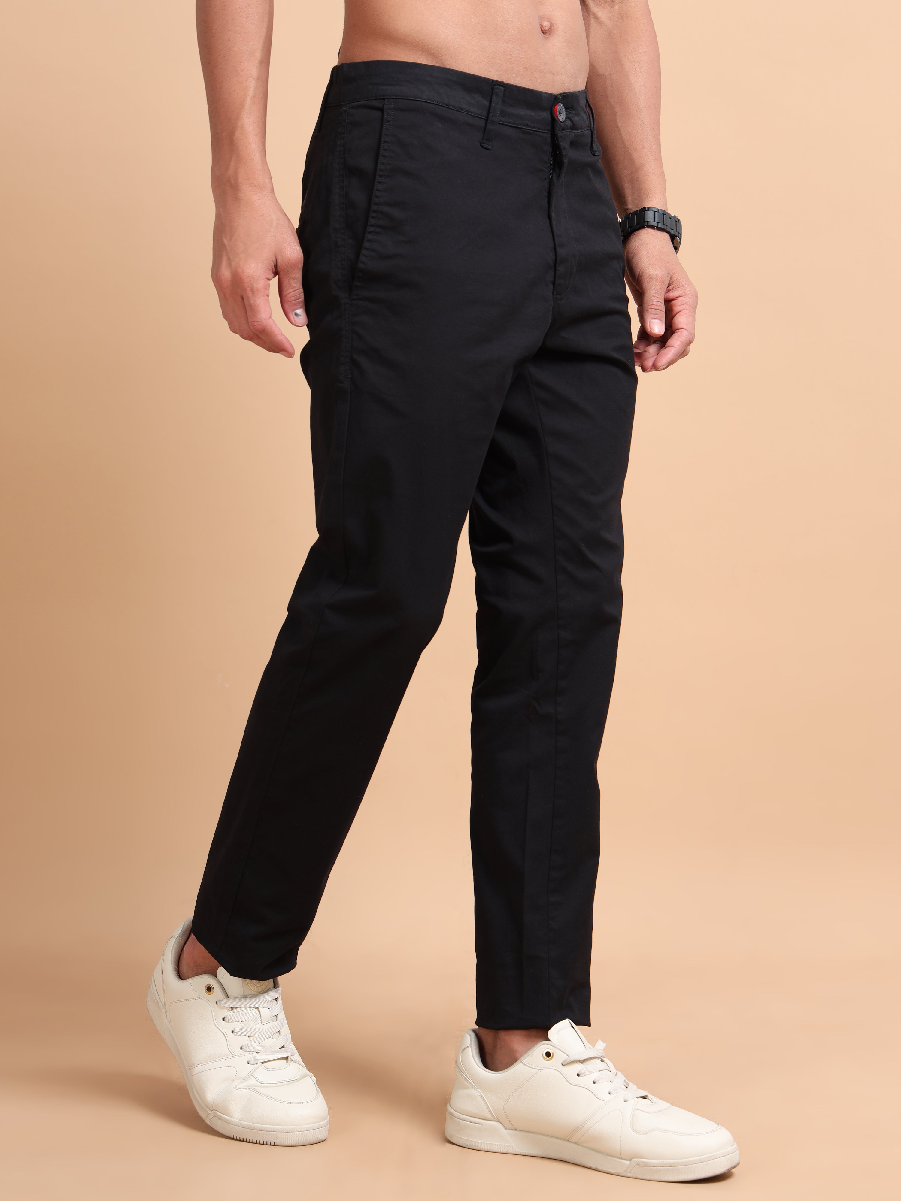 MEN'S BLACK SOLID SLIM FIT TROUSER