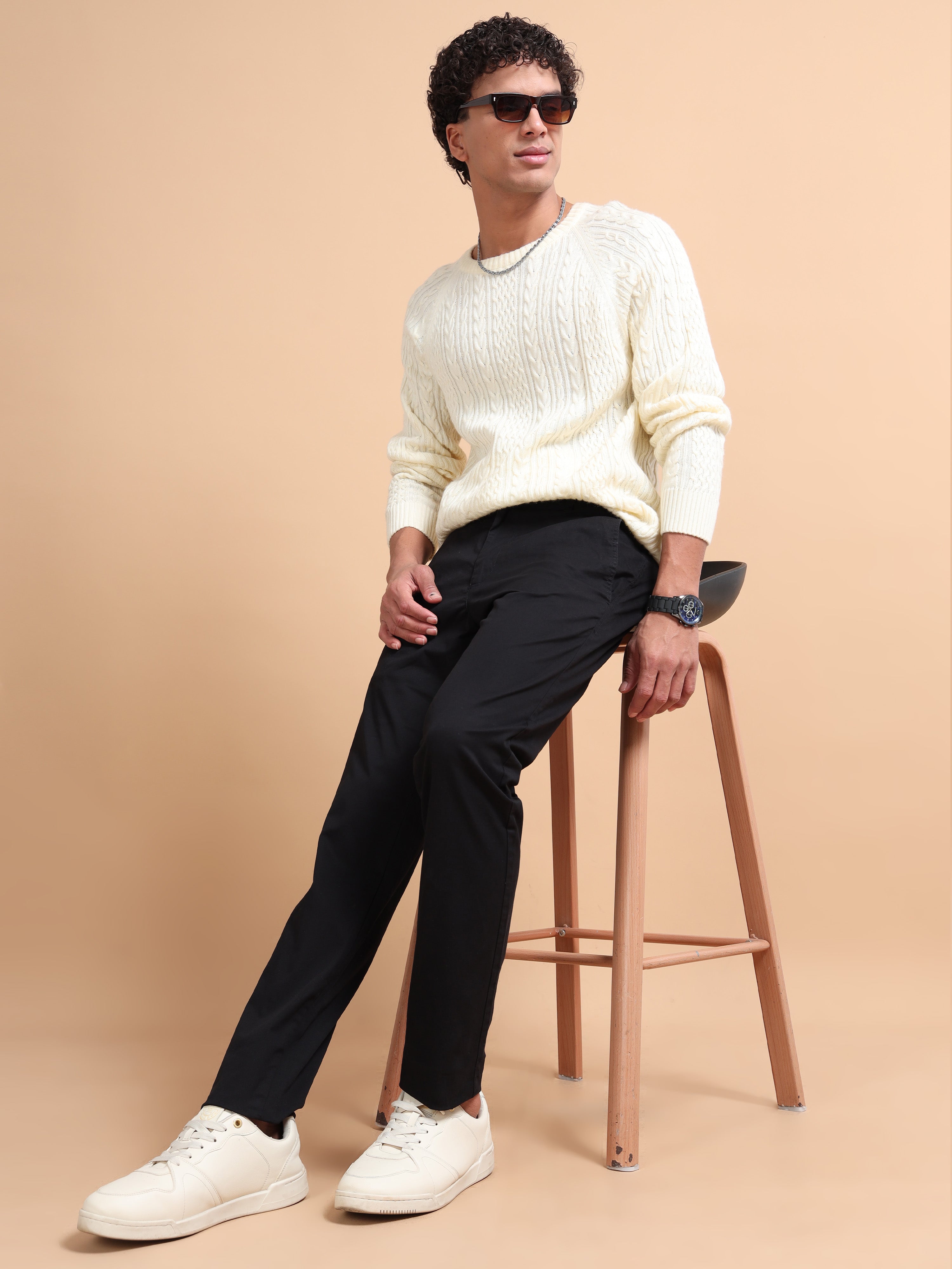 MEN'S BLACK SOLID SLIM FIT TROUSER