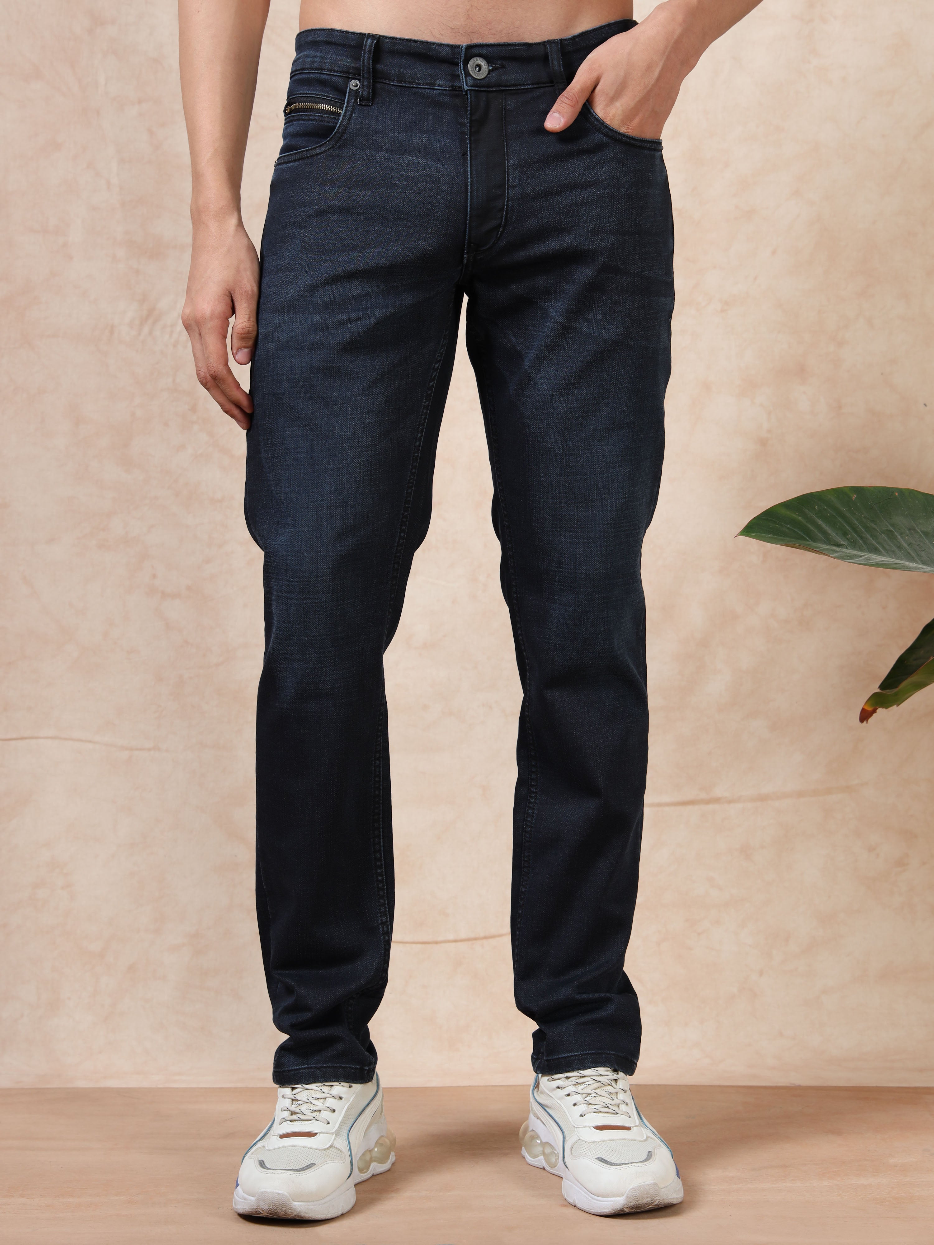 MEN'S BLACK SOLID SLIM FIT JEANS