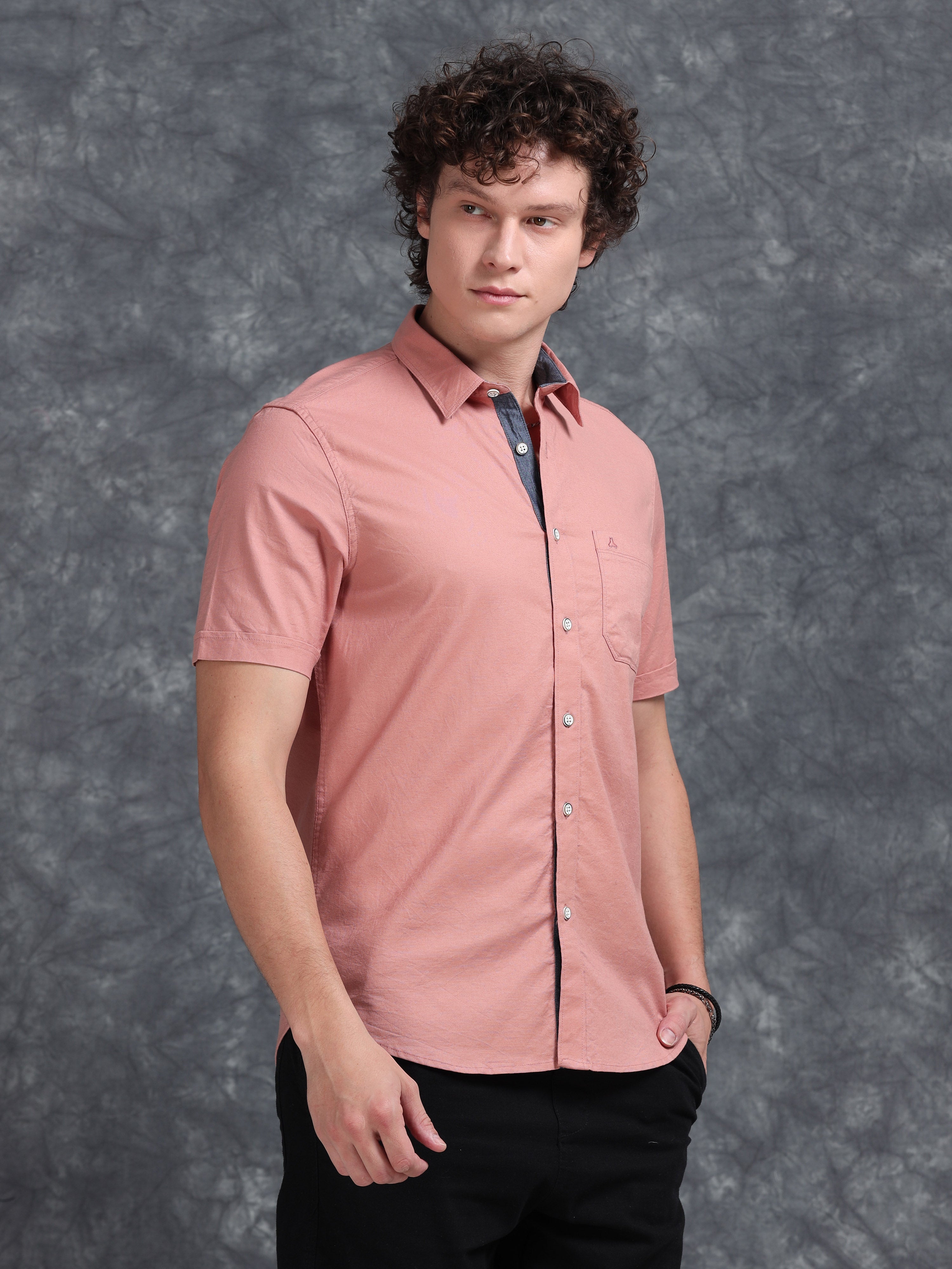 MEN'S CORAL SOLID SLIM FIT SHIRT