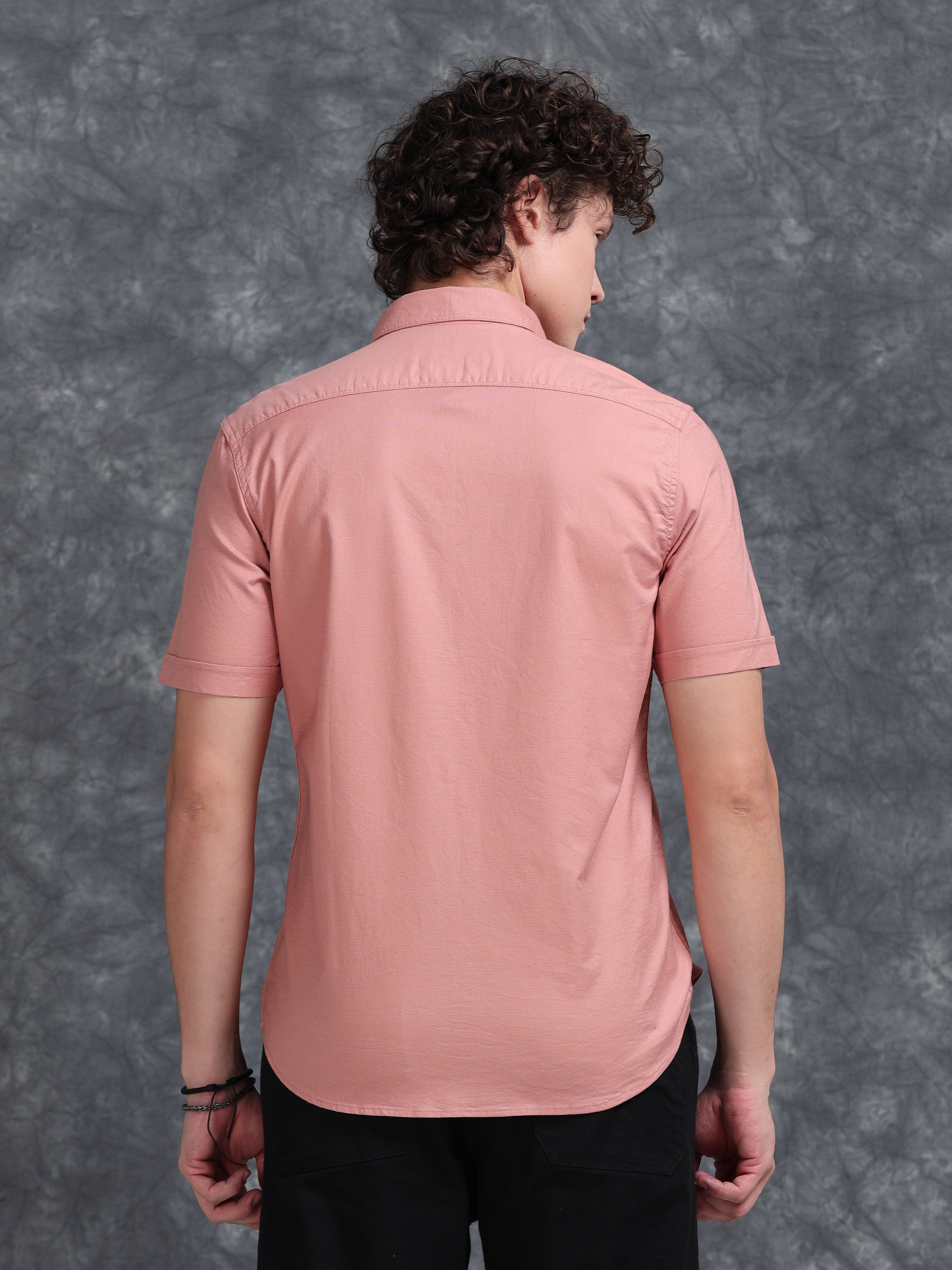 MEN'S CORAL SOLID SLIM FIT SHIRT