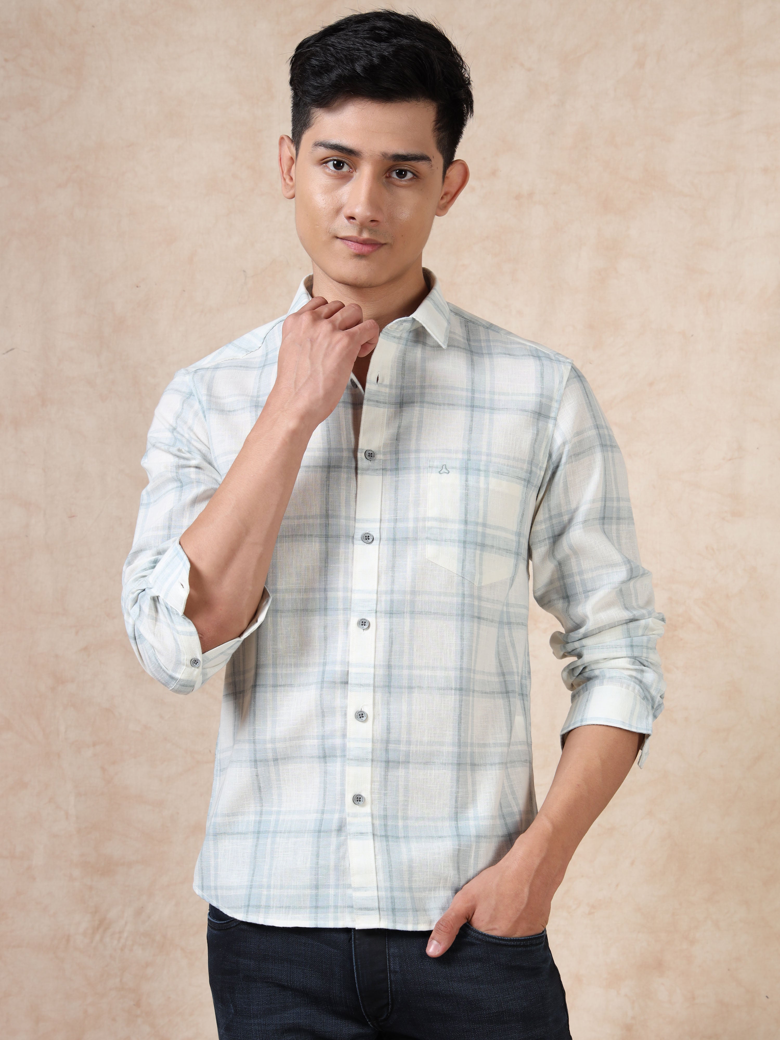MEN'S BLUE CHECKS SLIM FIT SHIRT
