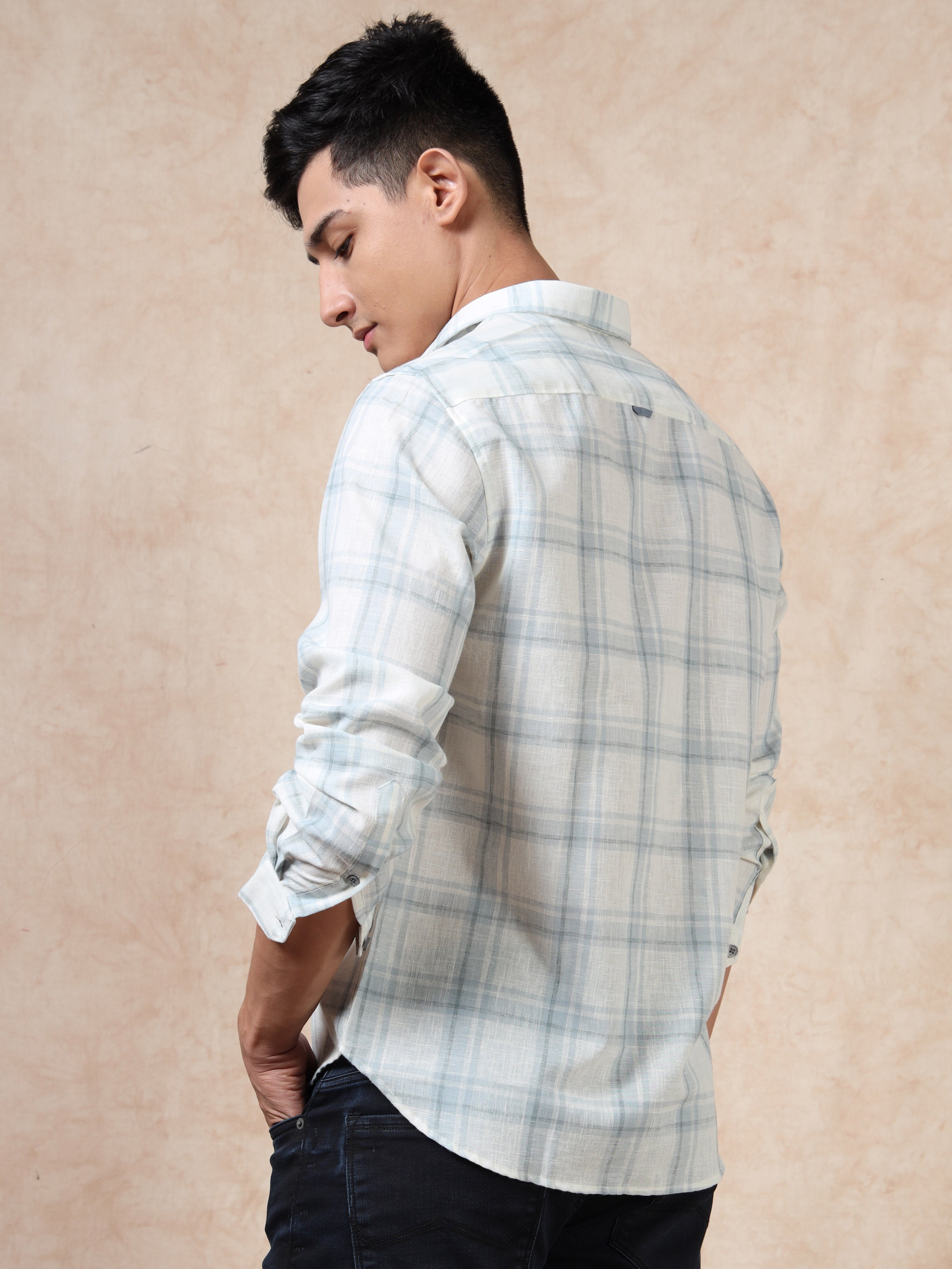 MEN'S BLUE CHECKS SLIM FIT SHIRT