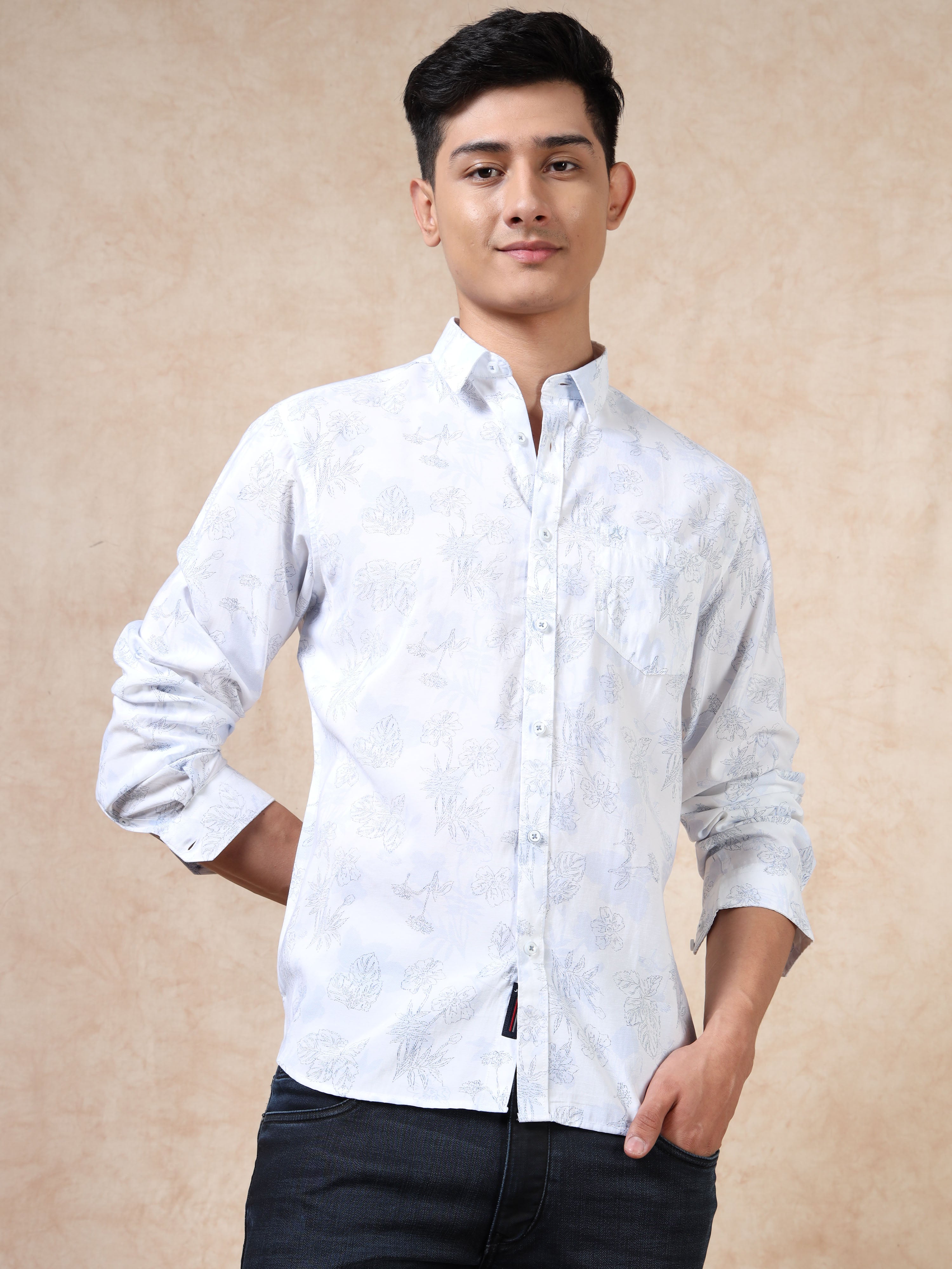 MEN'S BLUE PRINT SLIM FIT SHIRT