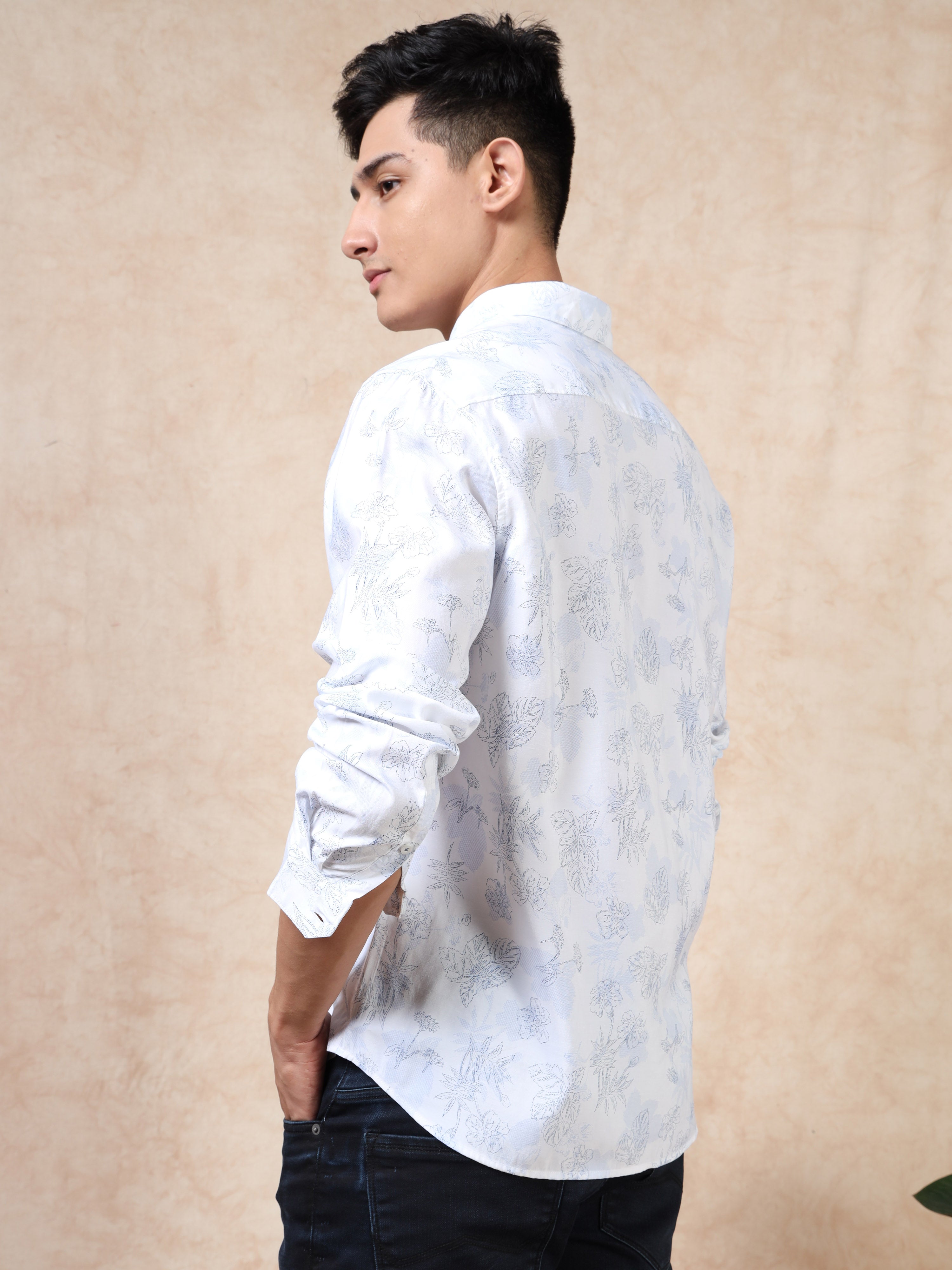 MEN'S BLUE PRINT SLIM FIT SHIRT