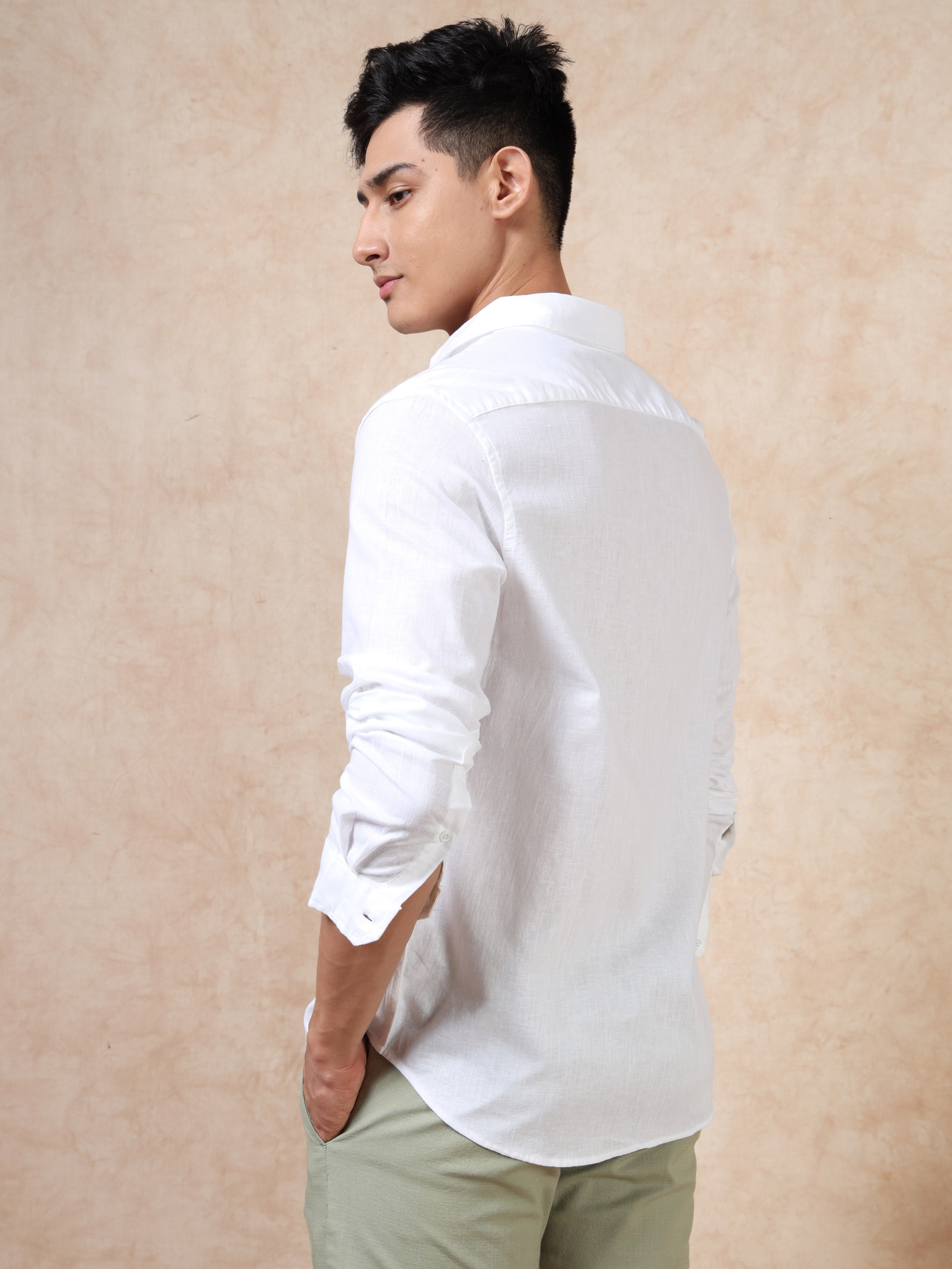 MEN'S WHITE SOLID SLIM FIT SHIRT