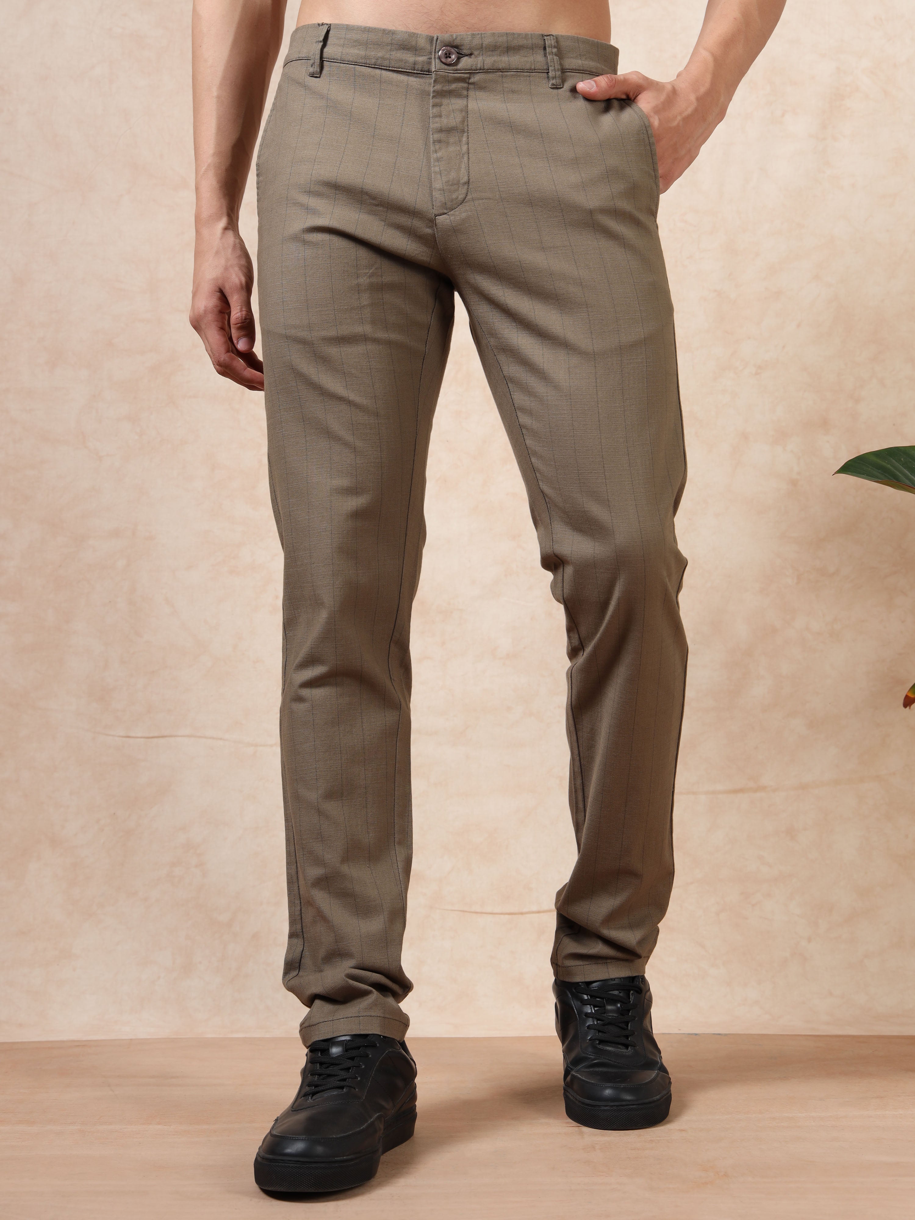MEN'S MOUSE STRIPES SLIM FIT TROUSER