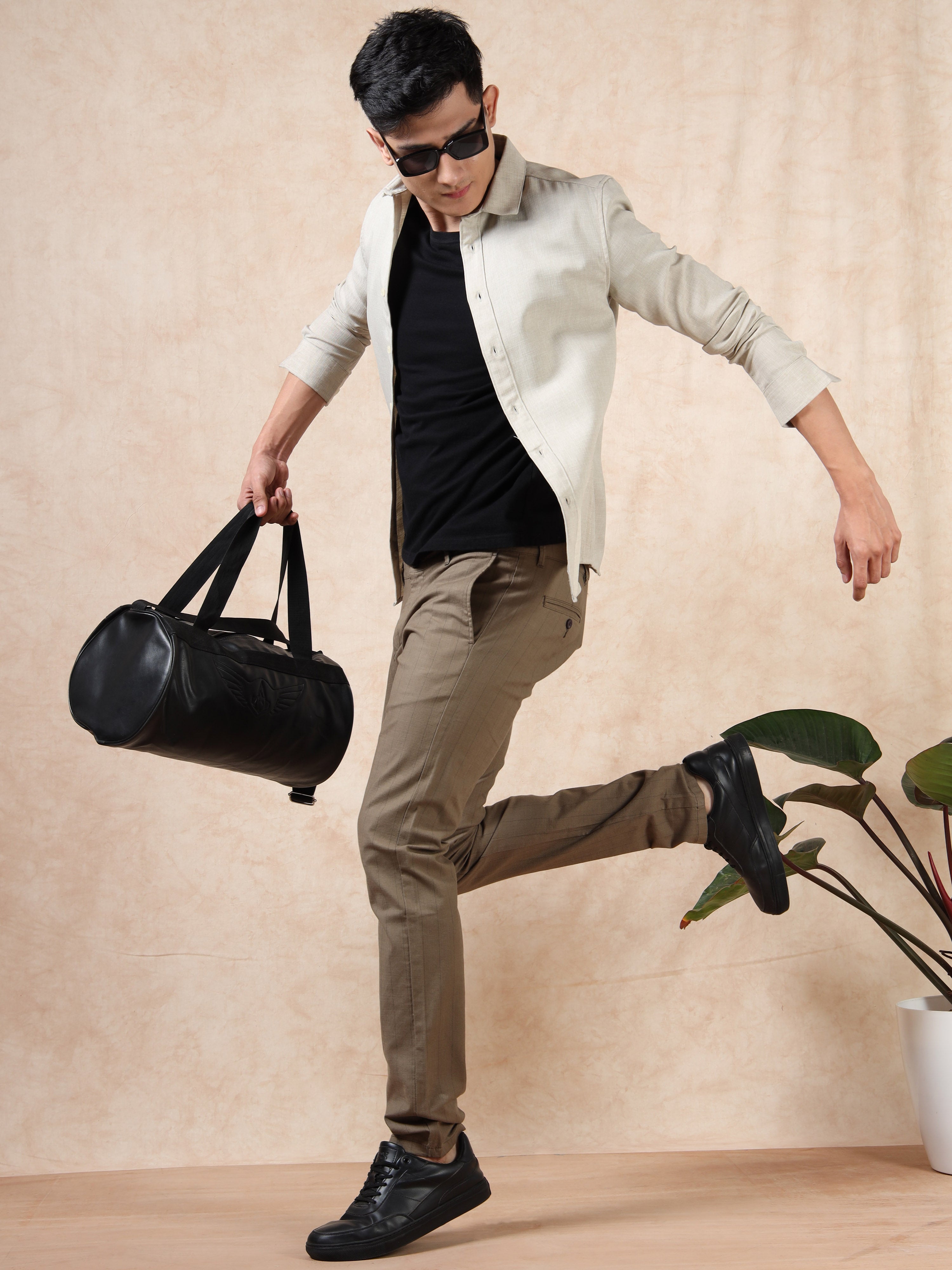 MEN'S MOUSE STRIPES SLIM FIT TROUSER