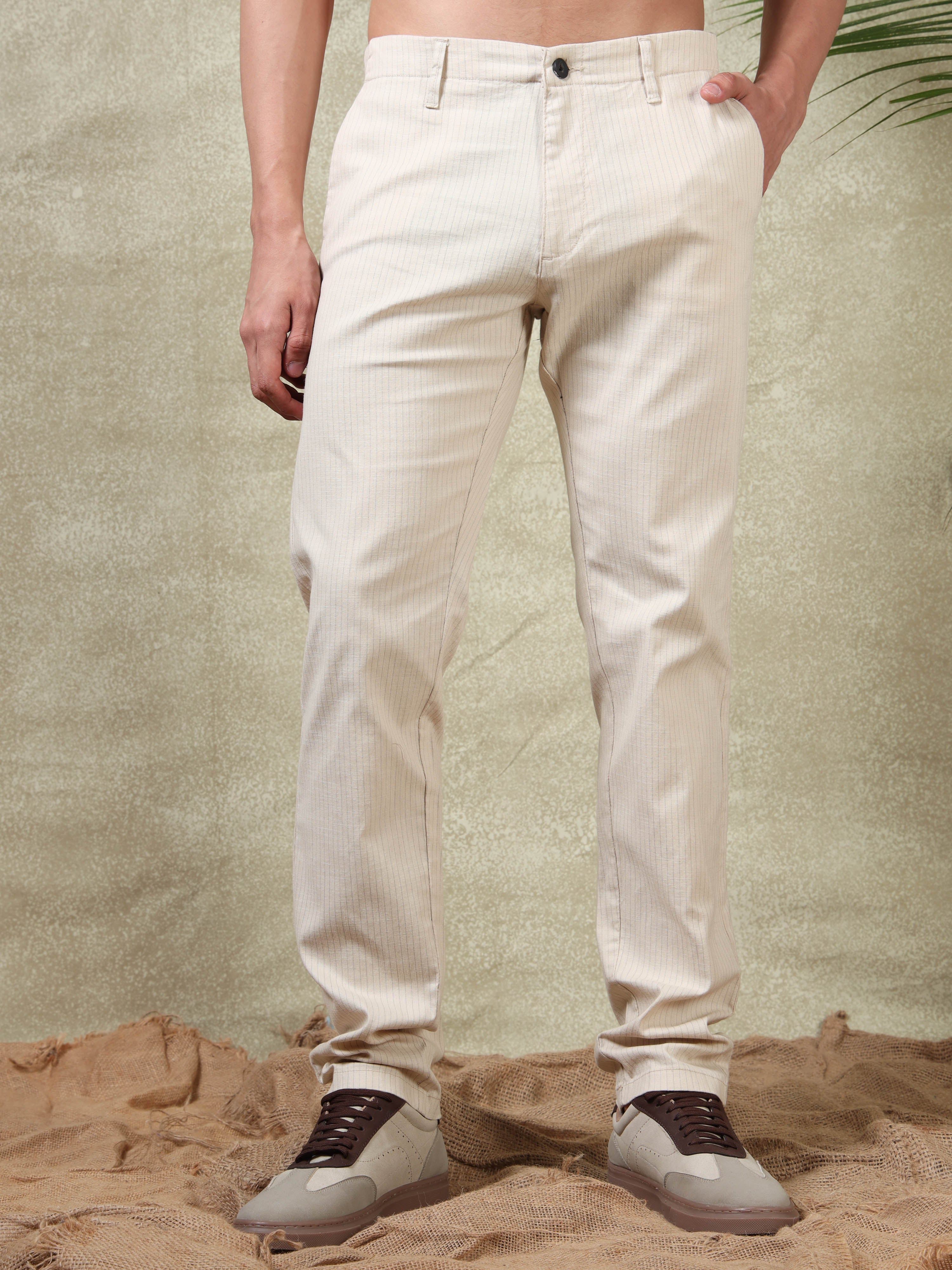 MEN'S FAWN STRIPES SLIM FIT TROUSER