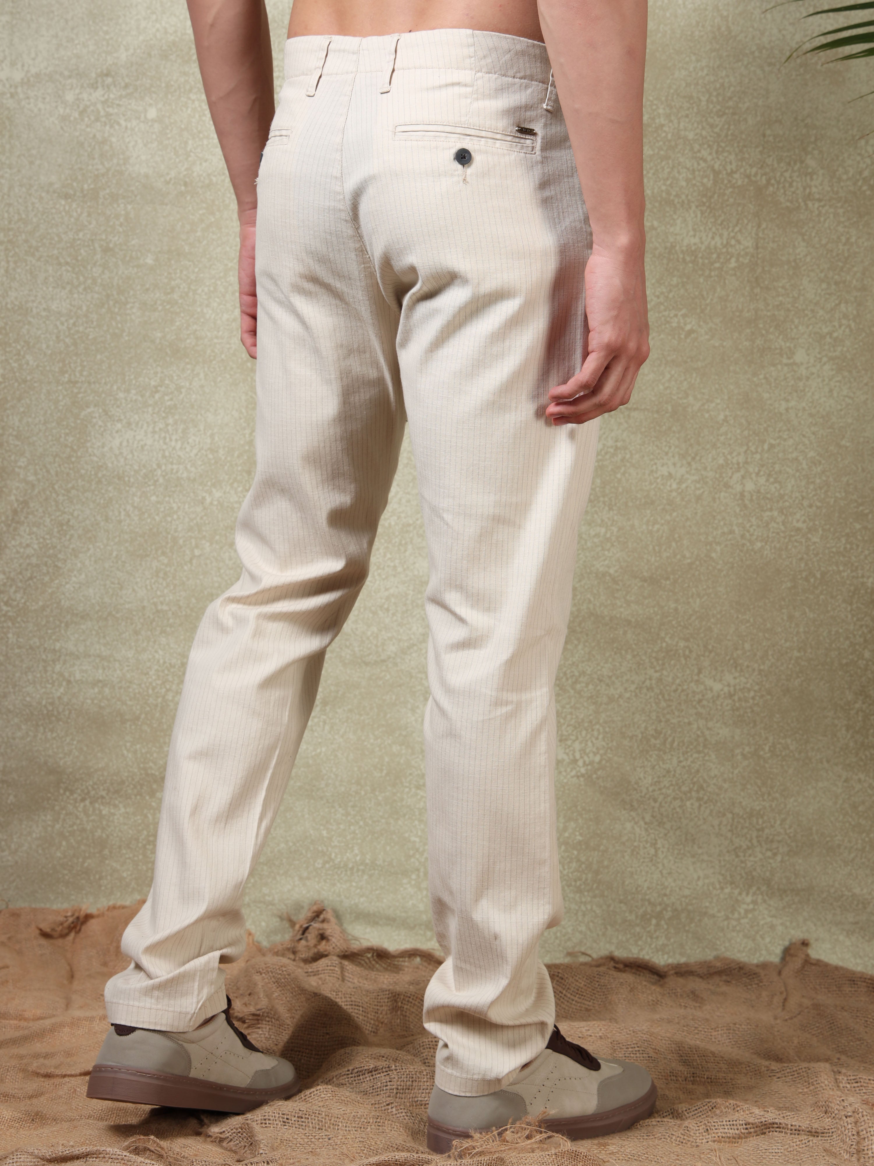 MEN'S FAWN STRIPES SLIM FIT TROUSER