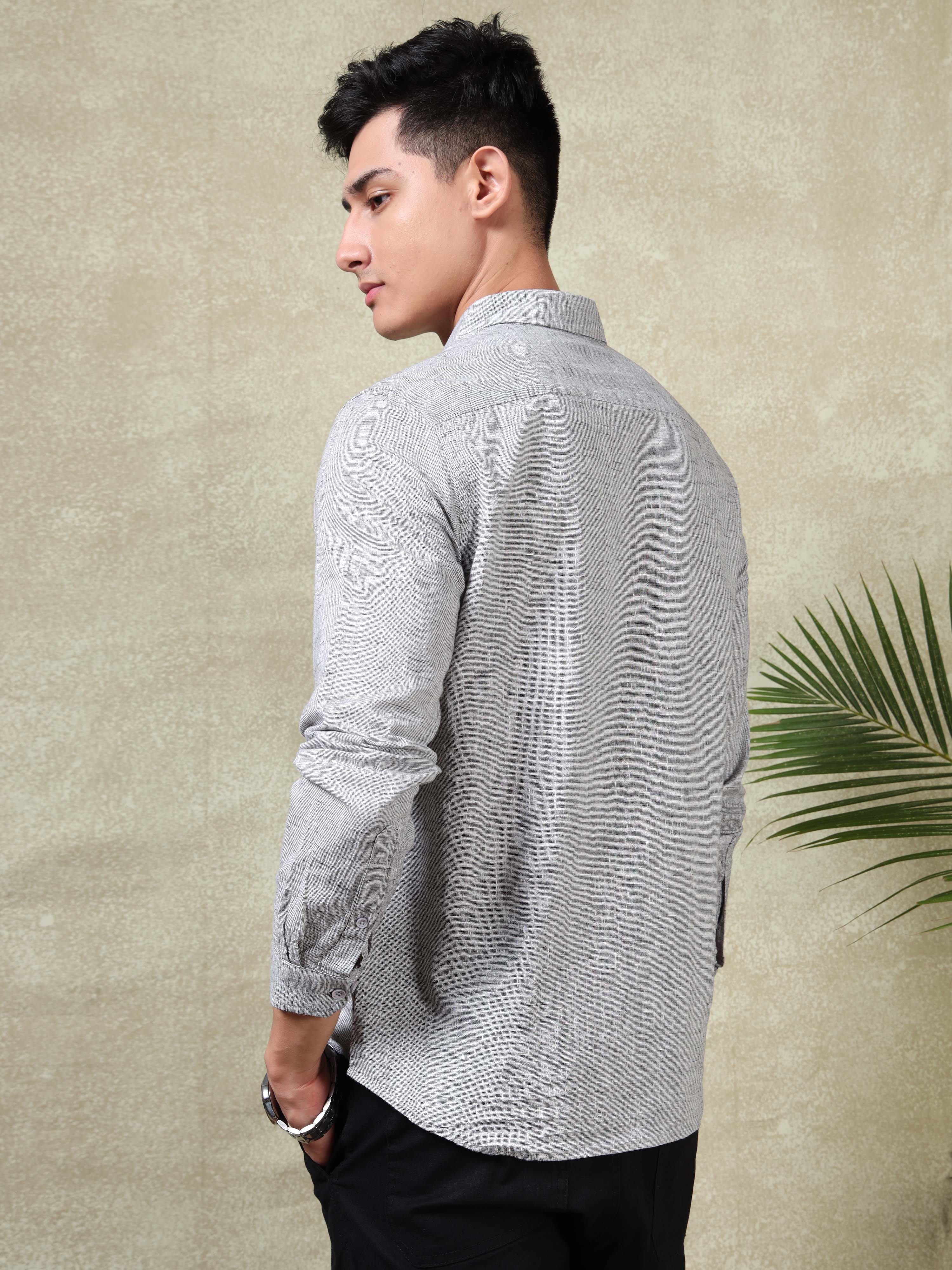 MEN'S BLACK SOLID SLIM FIT SHIRT