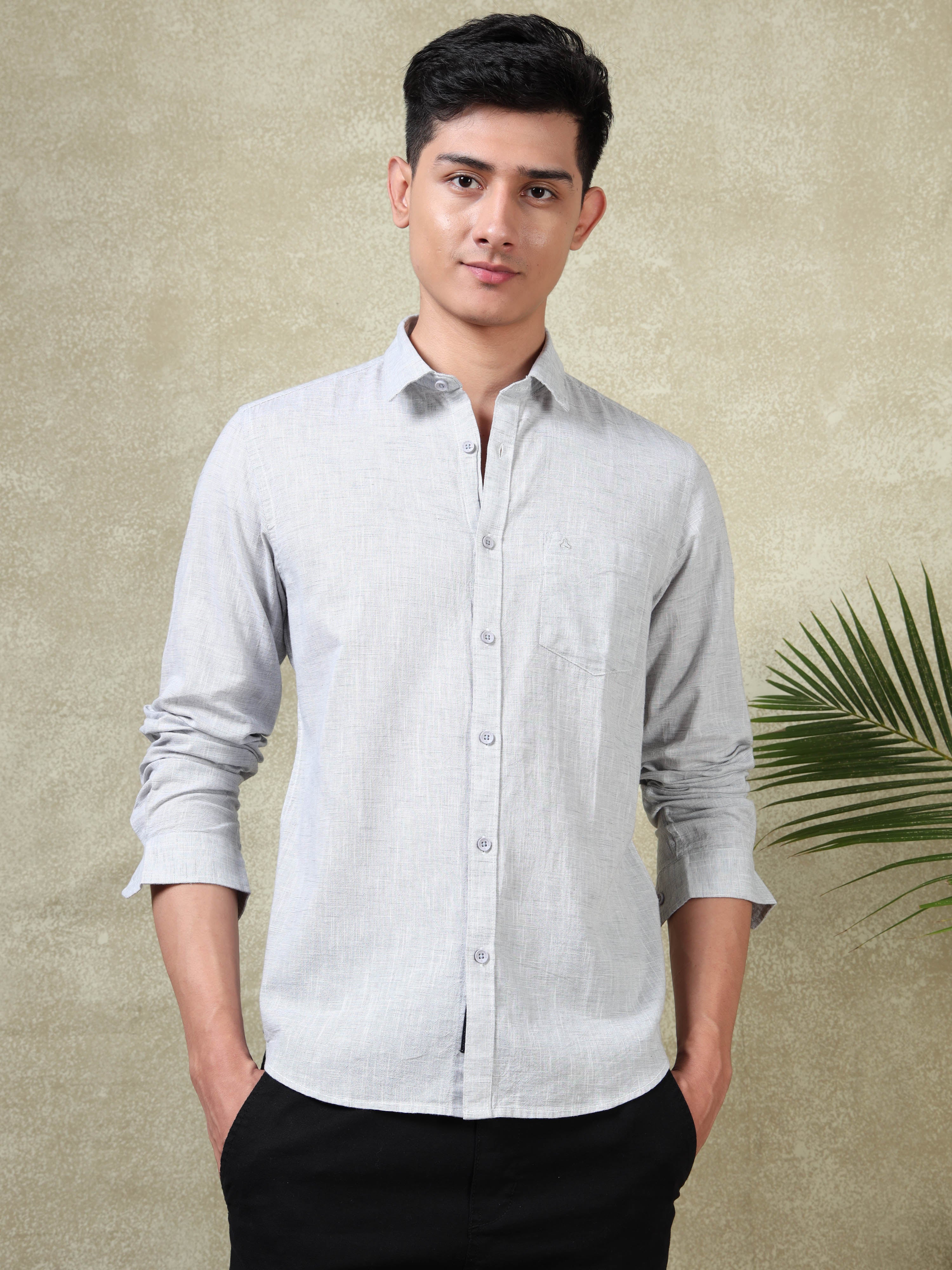 MEN'S ASH SOLID SLIM FIT SHIRT