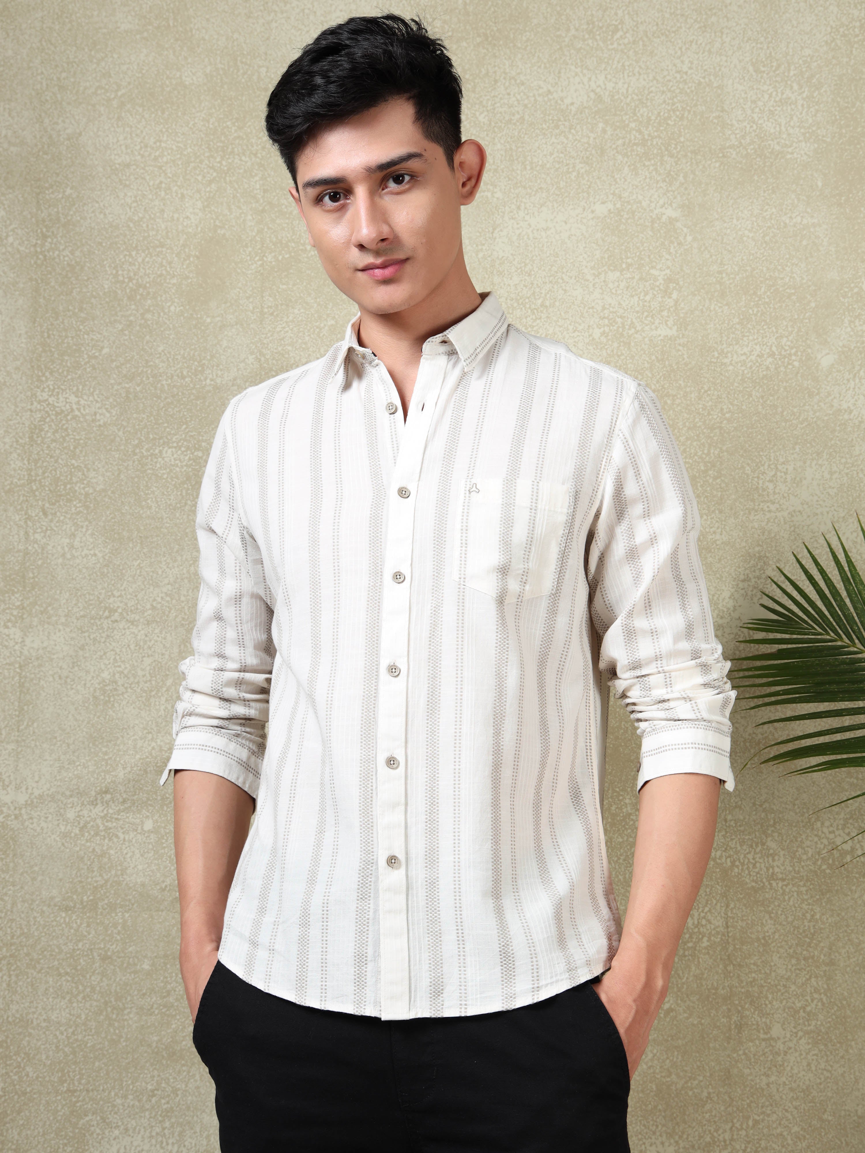 MEN'S NATURAL STRIPE SLIM FIT SHIRT