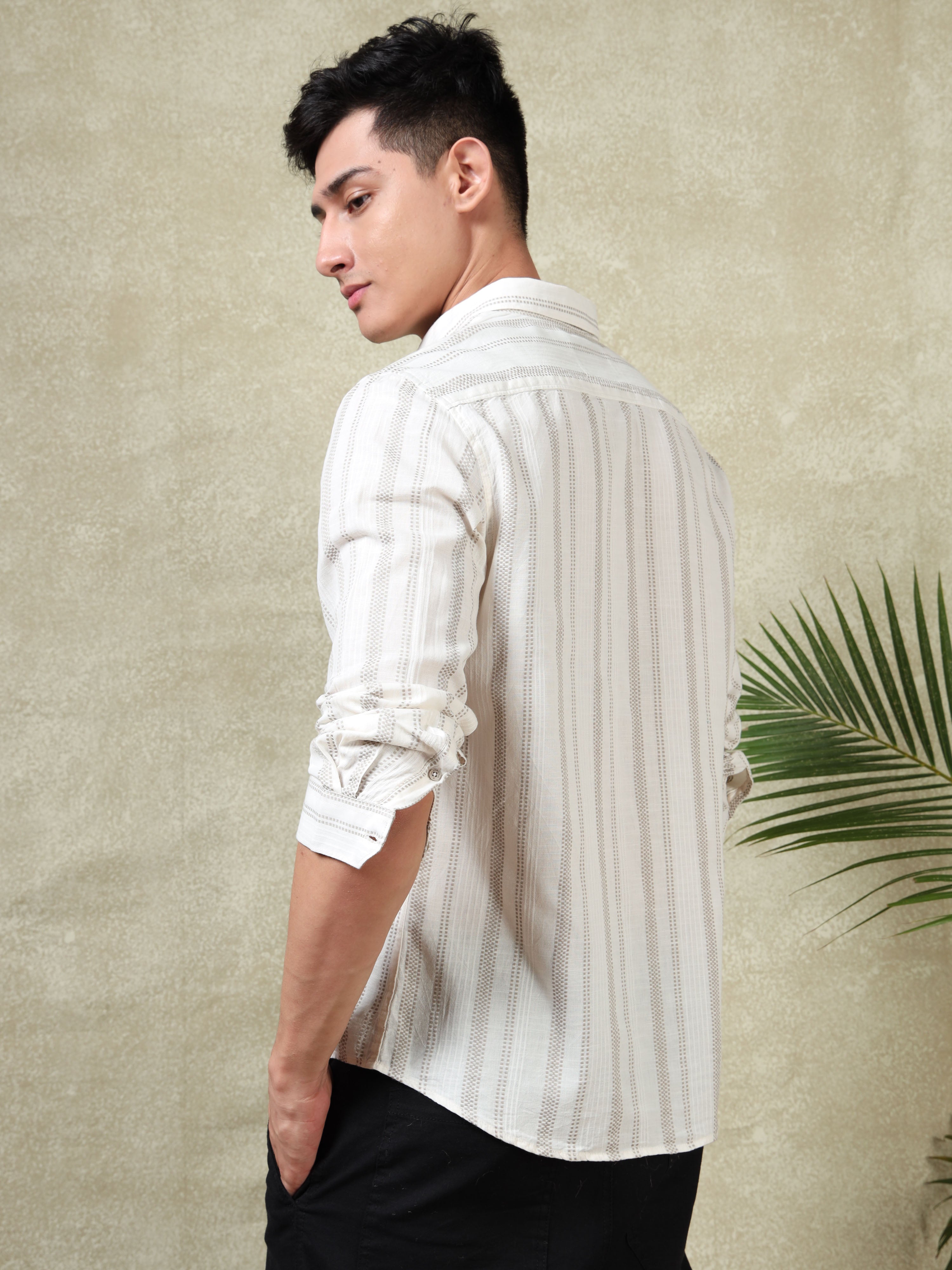 MEN'S NATURAL STRIPE SLIM FIT SHIRT