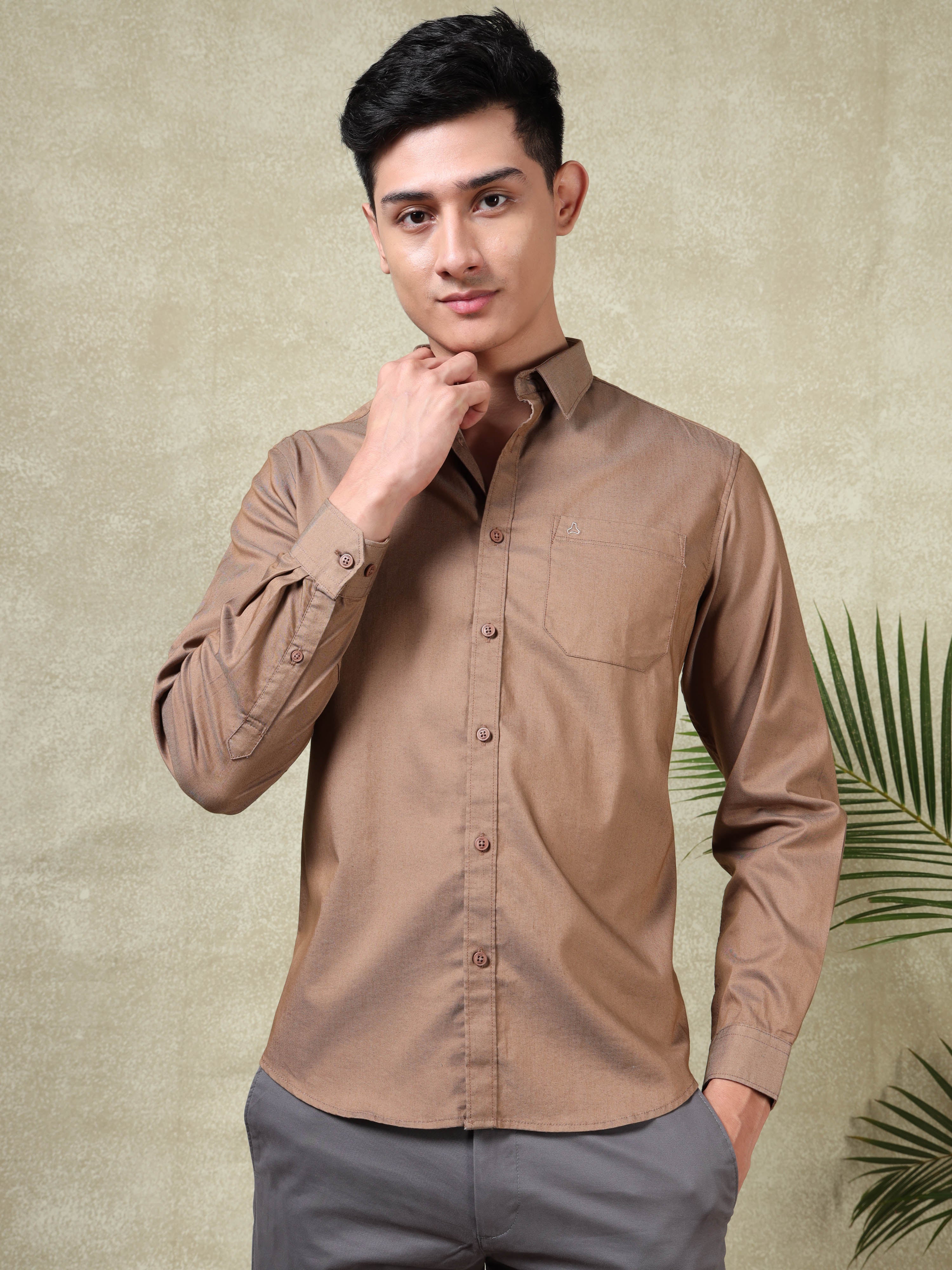 MEN'S COPPER SOLID SLIM FIT SHIRT