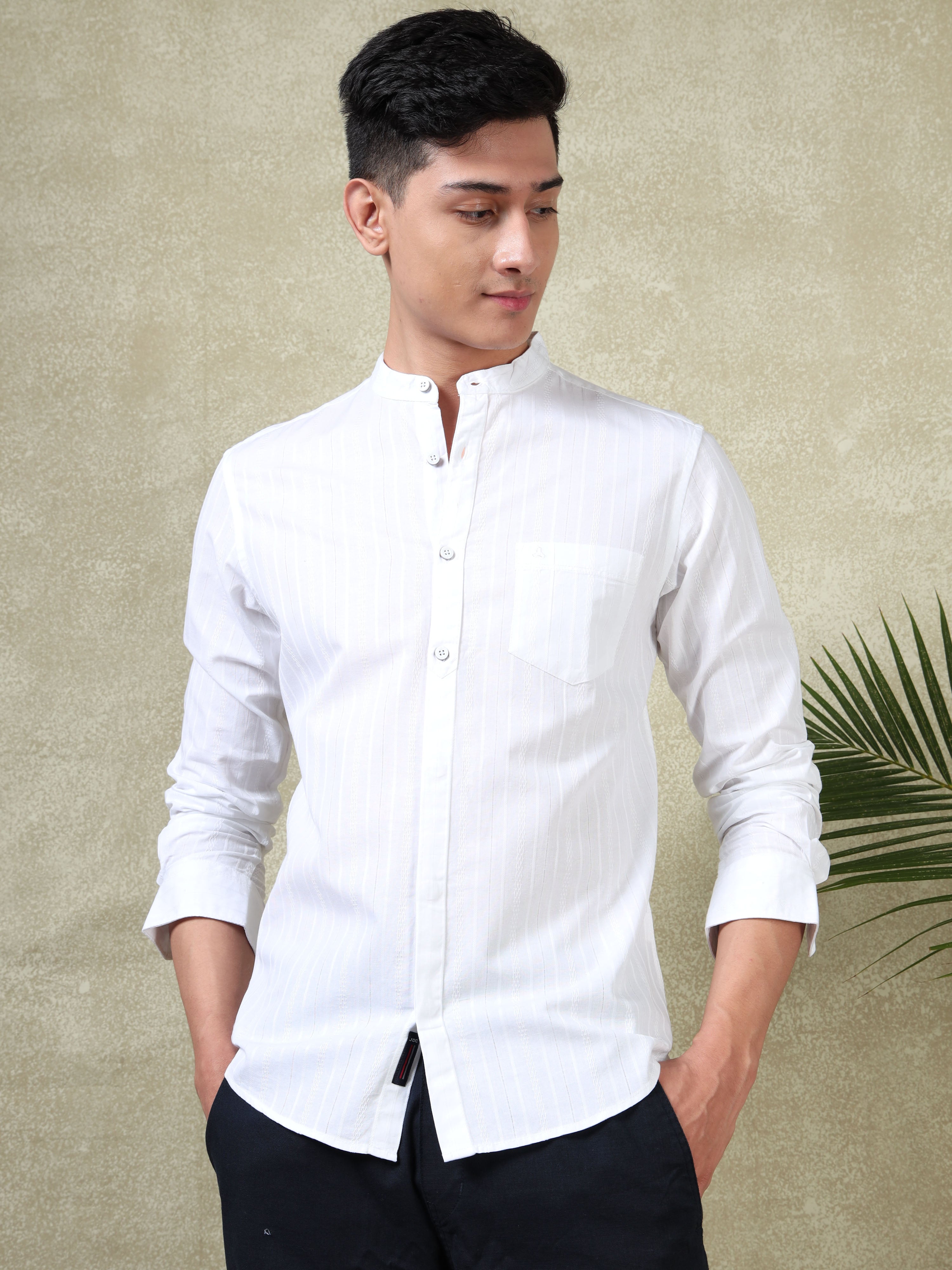 MEN'S WHITE STRIPES SLIM FIT SHIRT