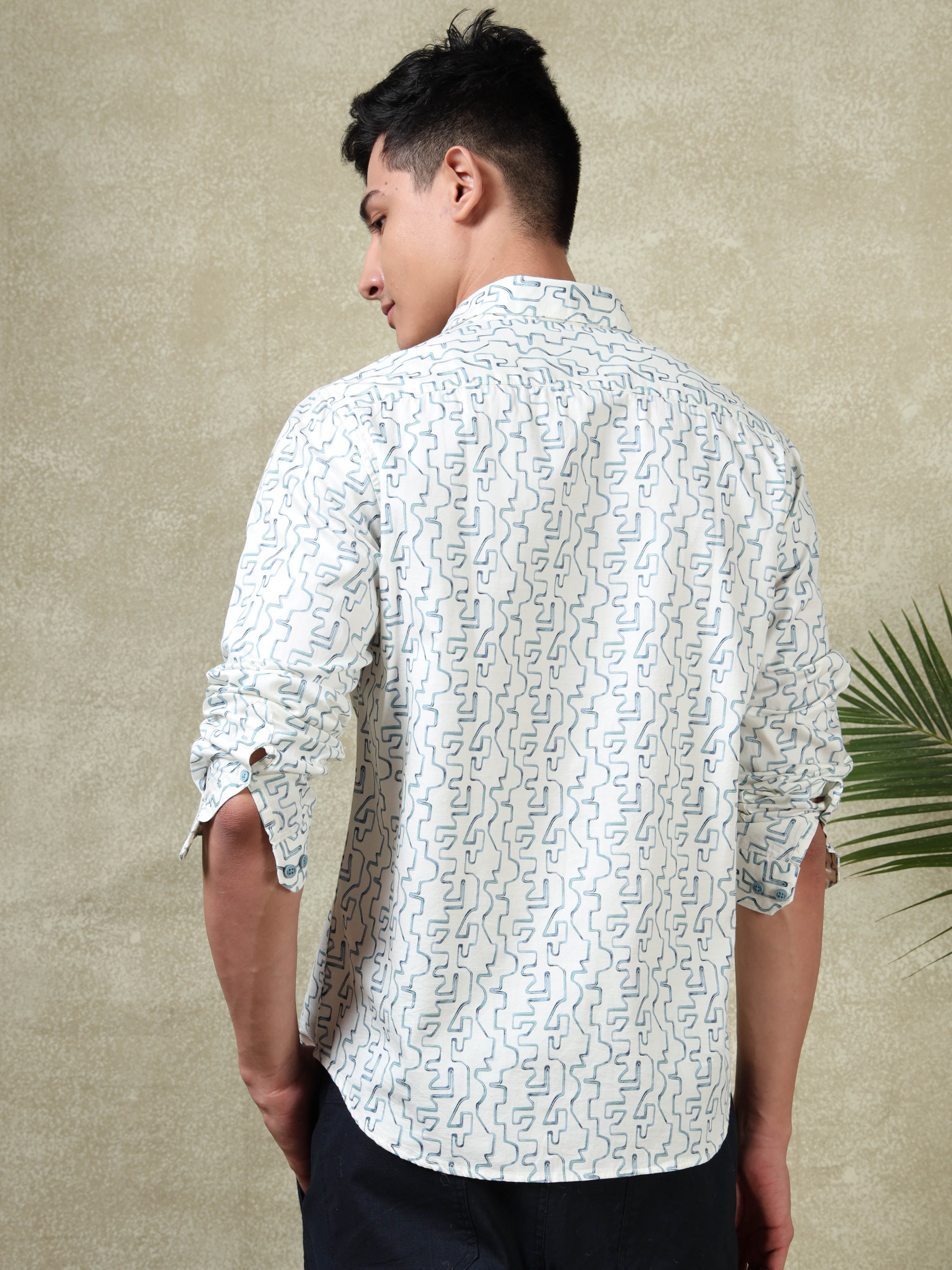 MEN'S BLUE PRINT SLIM FIT SHIRT