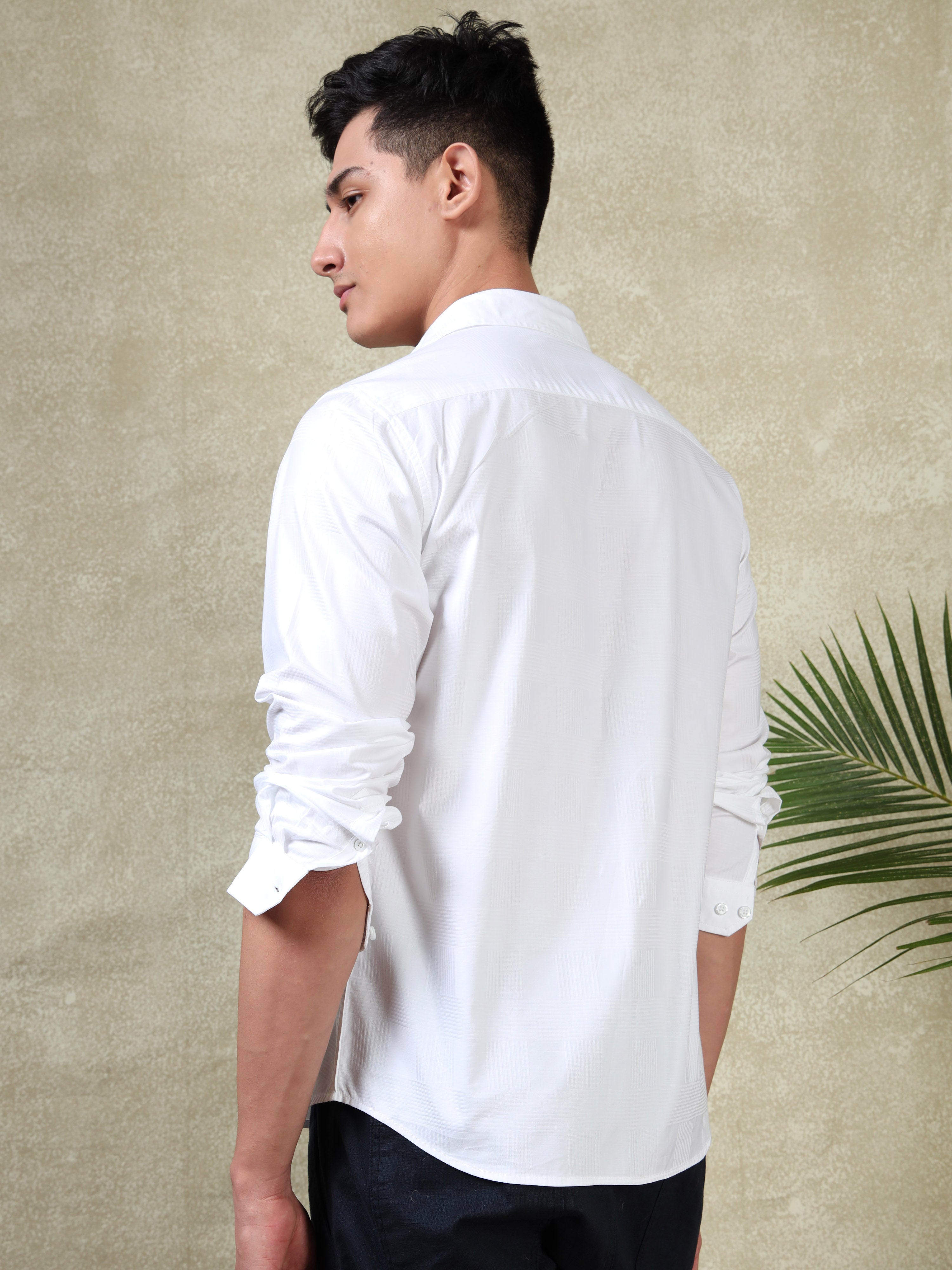 MEN'S WHITE SOLID SLIM FIT SHIRT
