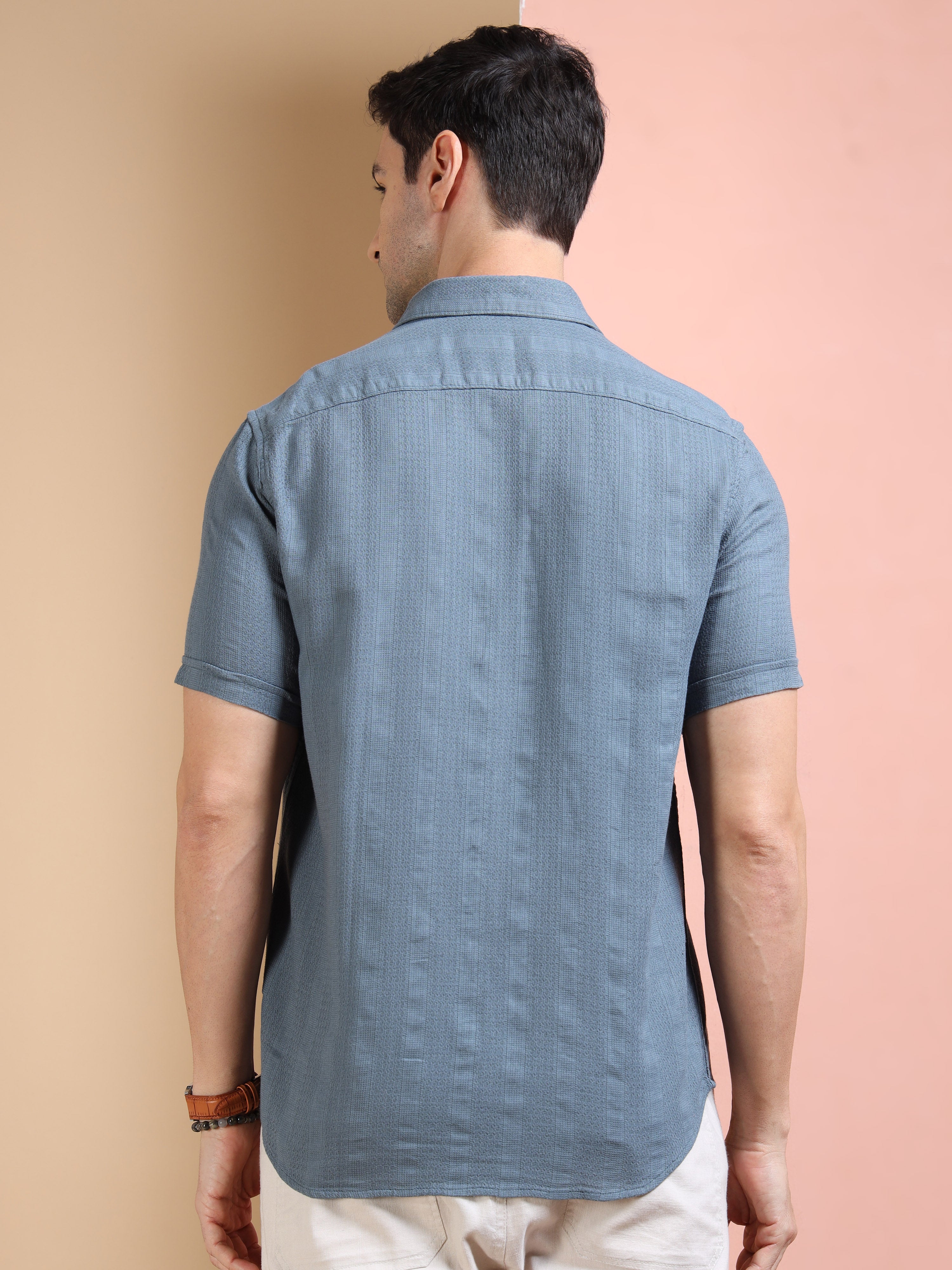 MEN'S BLUE STRIPE SLIM FIT SHIRT