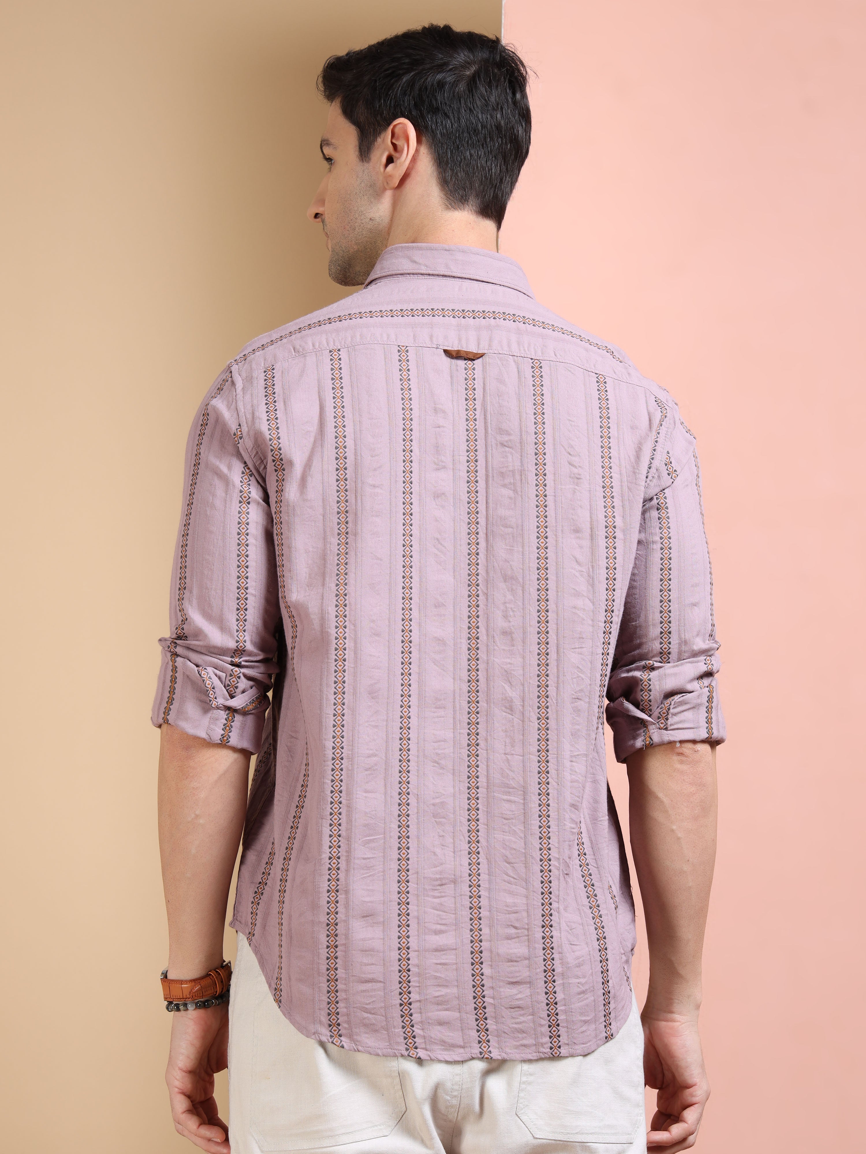 MEN'S ONION PINK STRIPE SLIM FIT SHIRT