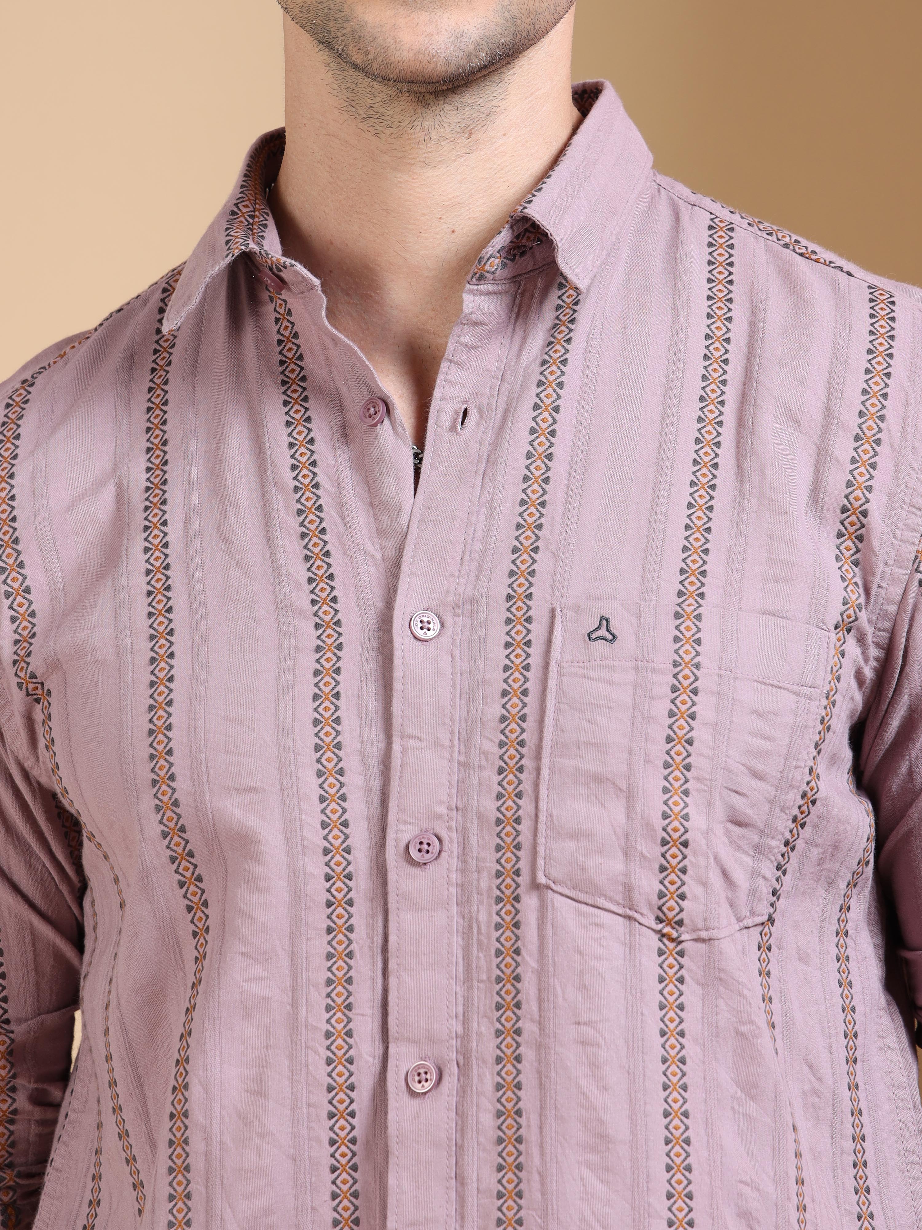 MEN'S ONION PINK STRIPE SLIM FIT SHIRT